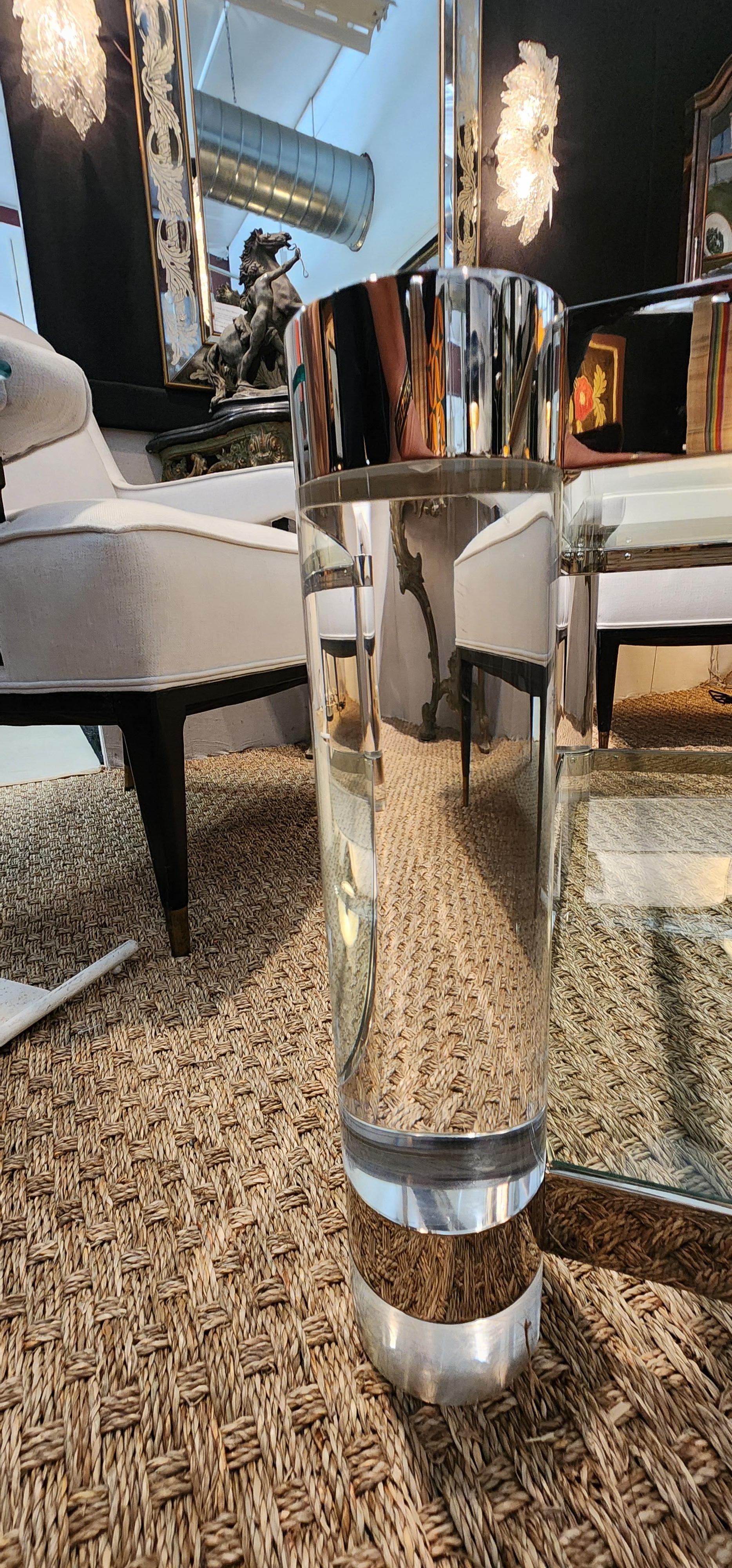 Lucite Glass and Chrome Cocktail Table Attributed to Karl Springer 10