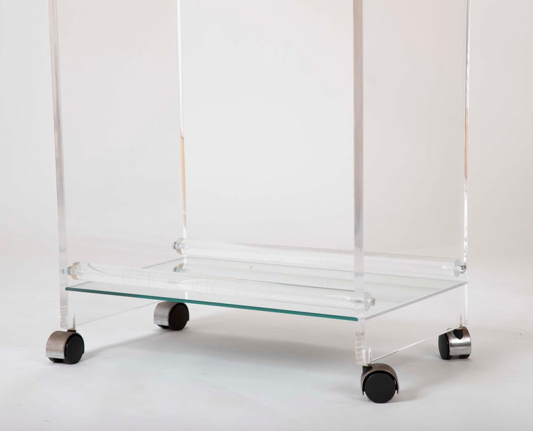 Mid-Century Modern Lucite Glass Bar Cart