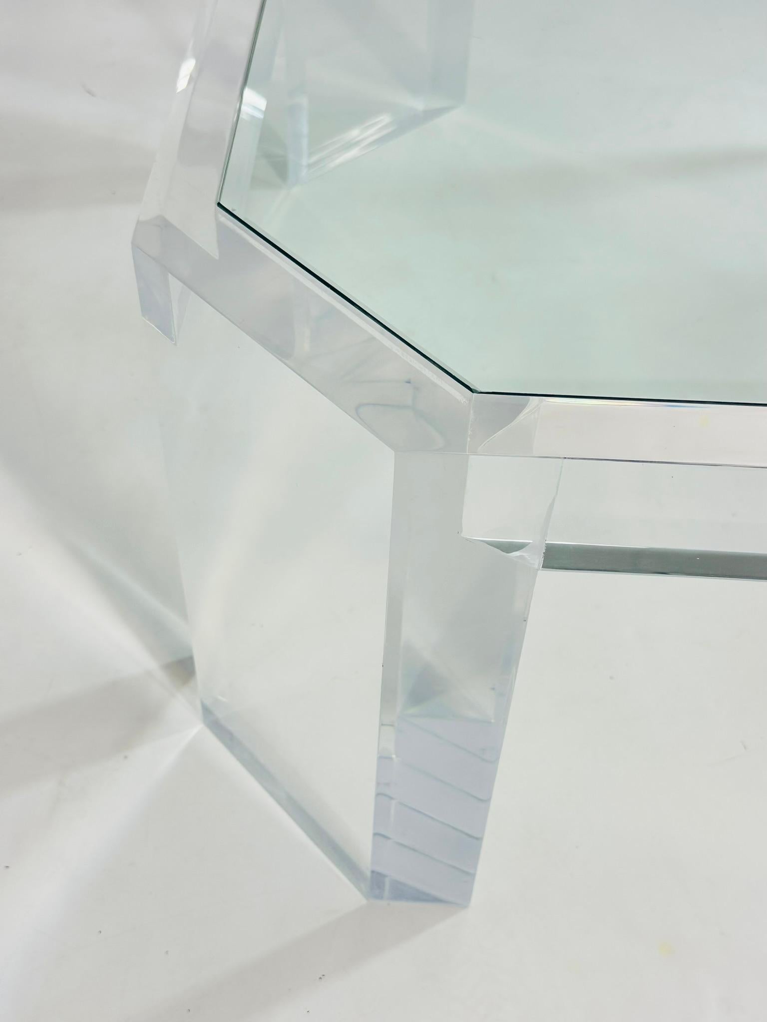 Table basse en lucite et verre de Charles Hollis Jones, États-Unis, années 1970 en vente 2