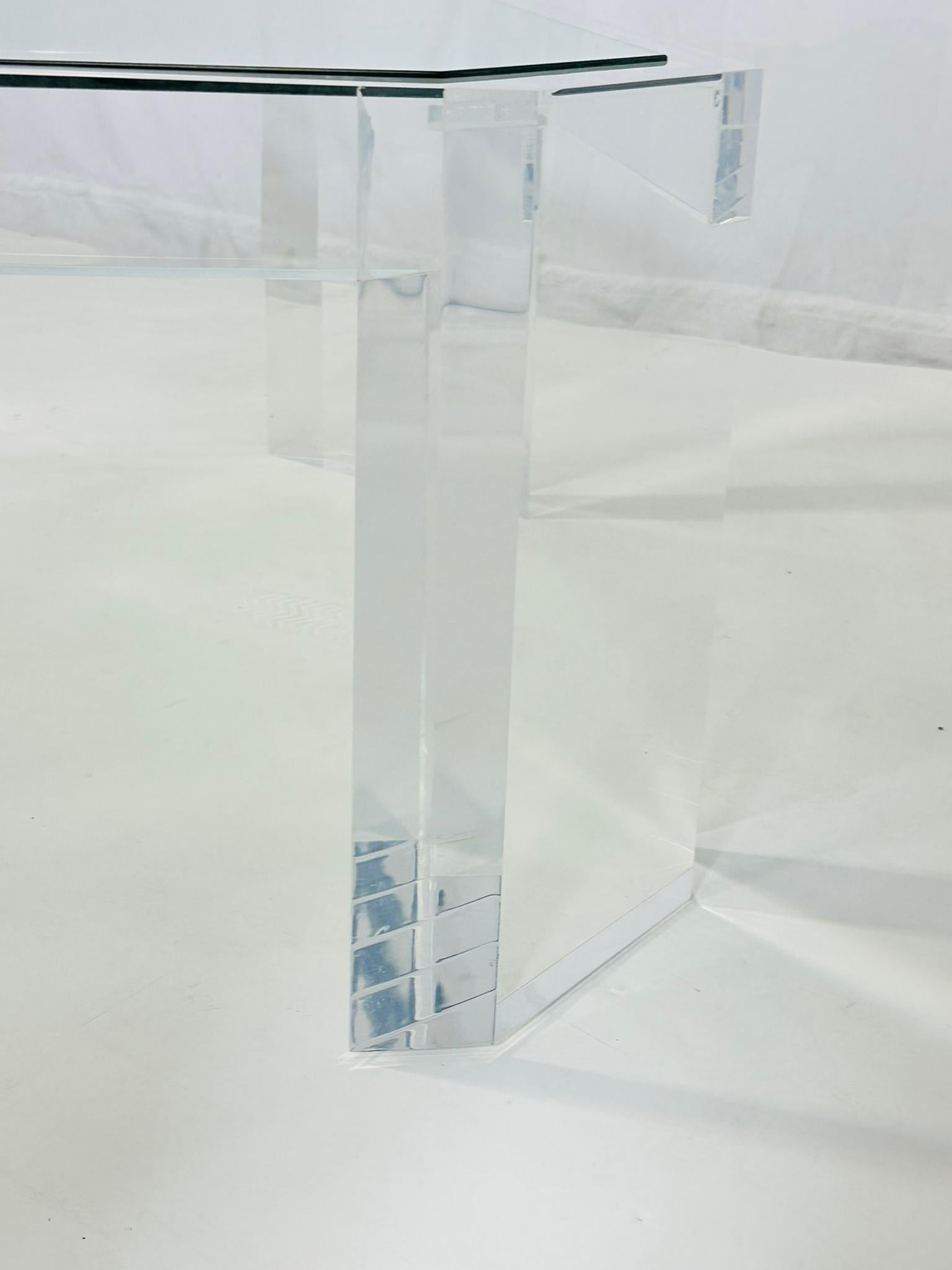 Table basse en lucite et verre de Charles Hollis Jones, États-Unis, années 1970 en vente 3