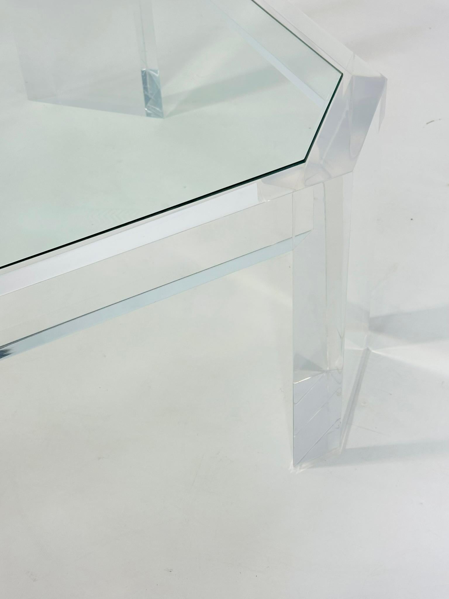 Table basse en lucite et verre de Charles Hollis Jones, États-Unis, années 1970 en vente 4