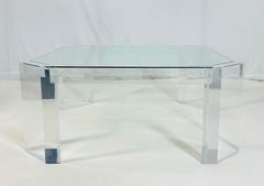 Lucite & Glass Coffee Table by Charles Hollis Jones, USA 1970's