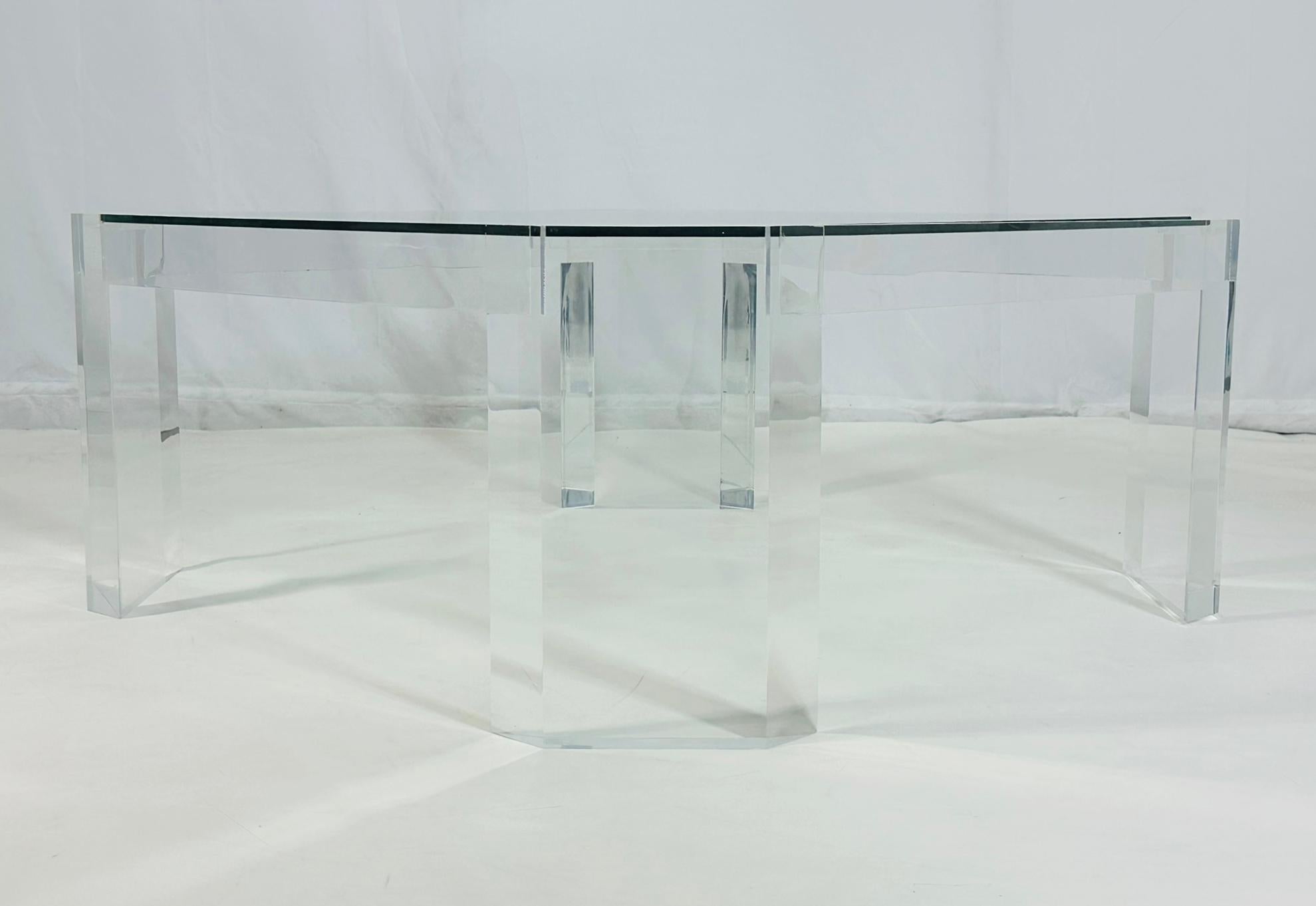 Américain Table basse en lucite et verre de Charles Hollis Jones, États-Unis, années 1970 en vente