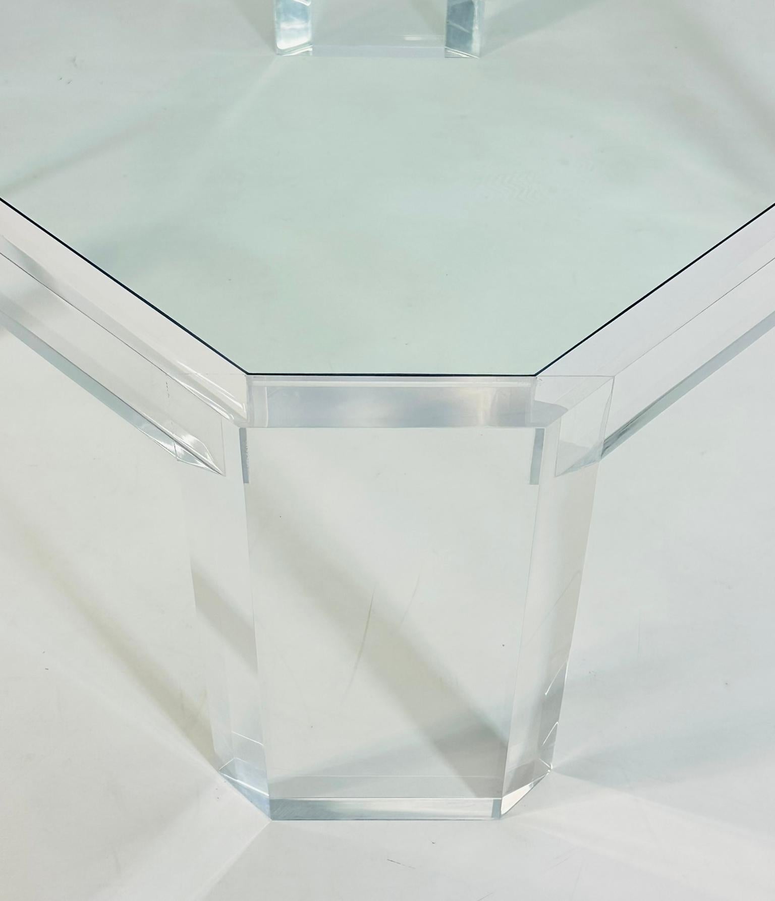 Verre Table basse en lucite et verre de Charles Hollis Jones, États-Unis, années 1970 en vente