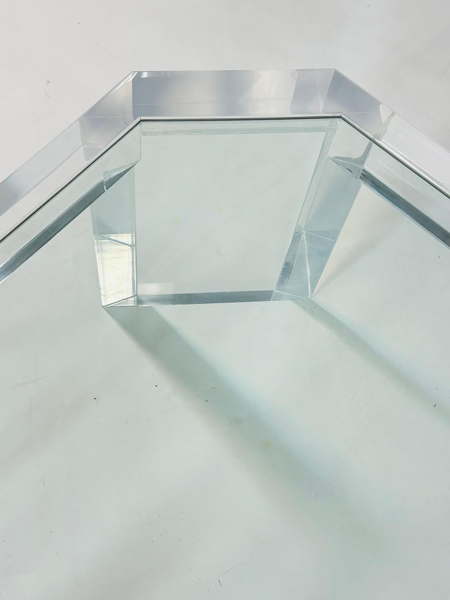 Table basse en lucite et verre de Charles Hollis Jones, États-Unis, années 1970 en vente 1