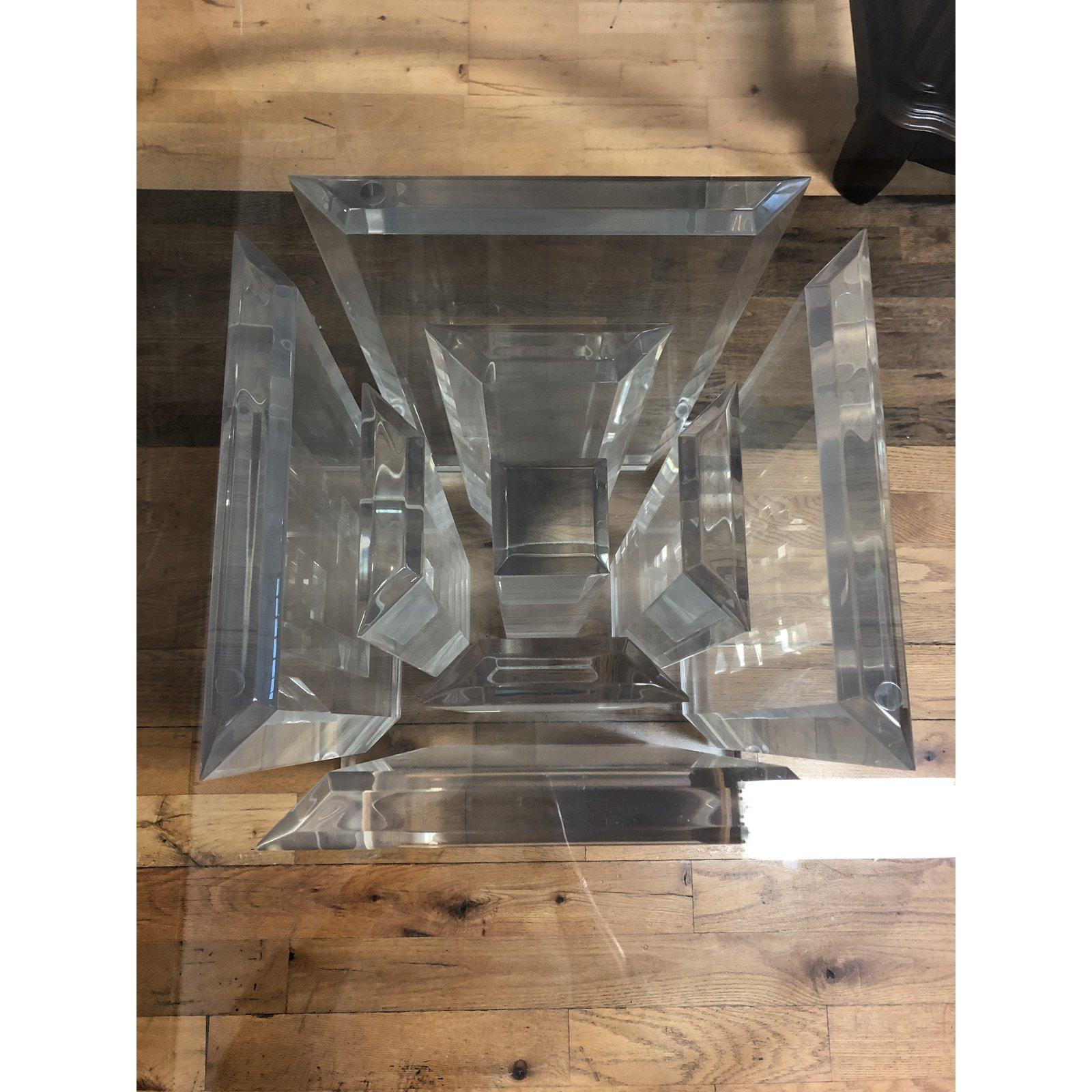 Lucite and Glass Nine-Pillar Glass Dining Room Table For Sale 3