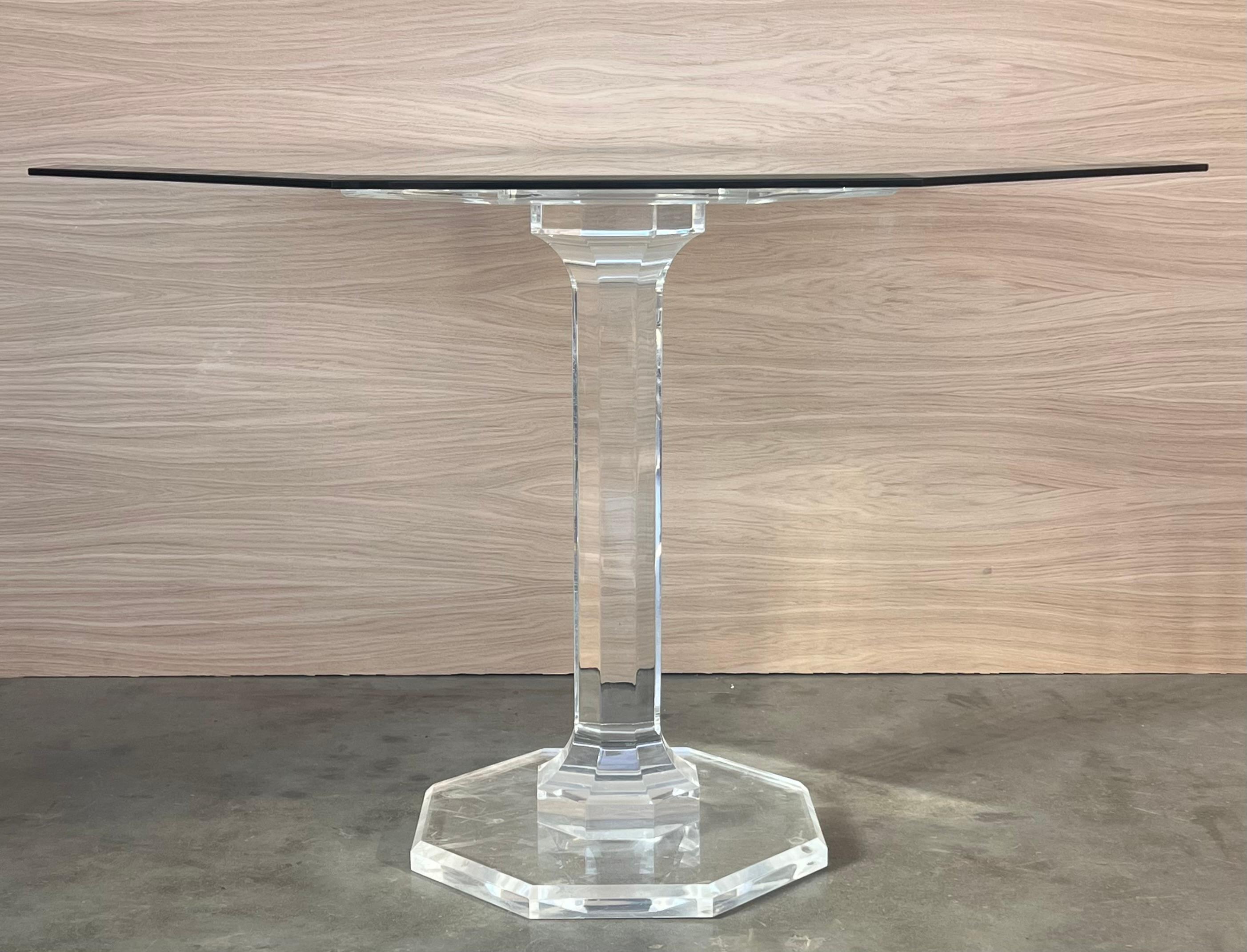 Lucite & Glass Otogonal Table in Style of Charles Hollis Jones, 1970s For Sale 4