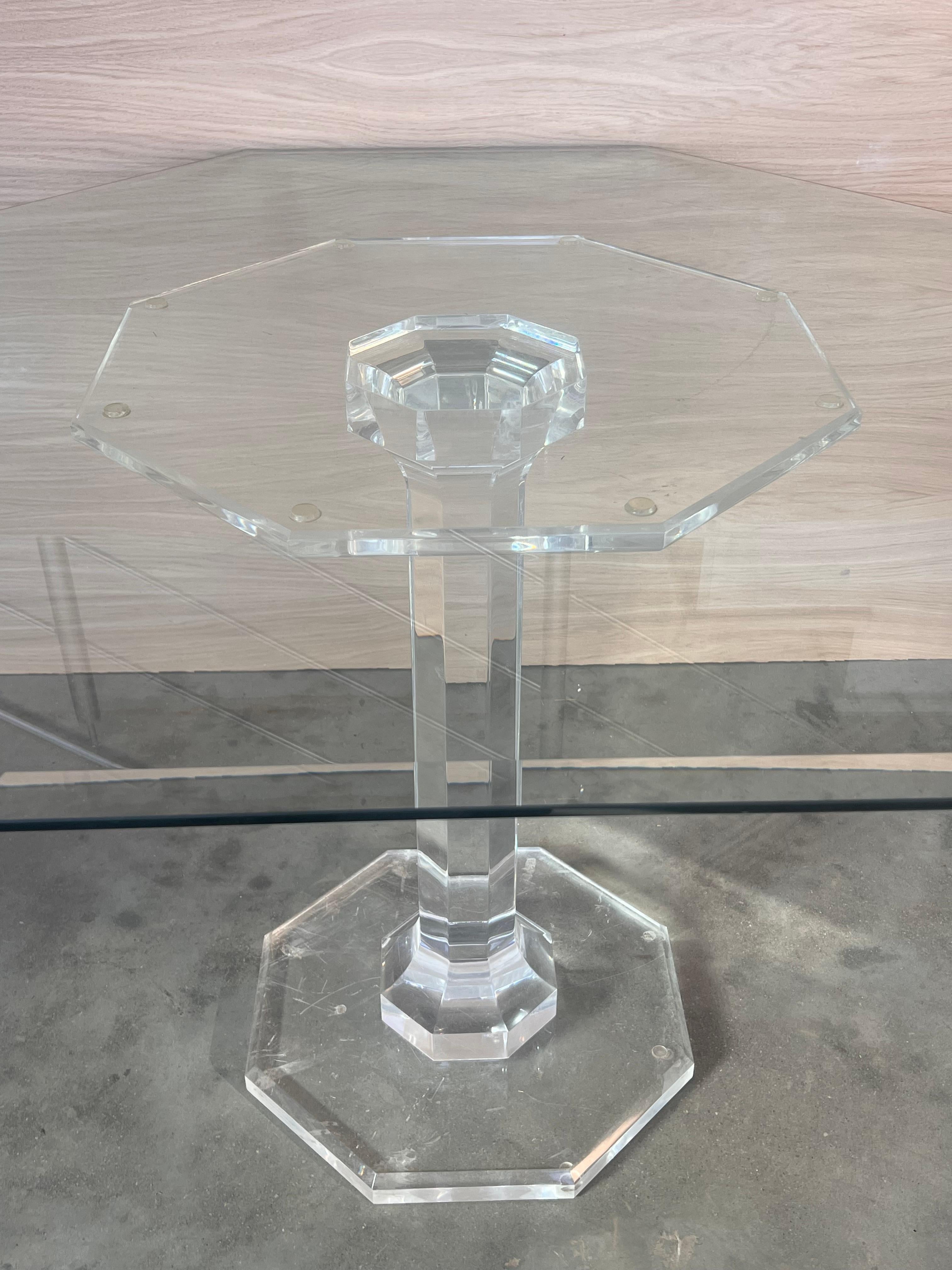 Lucite & Glass Otogonal Table in Style of Charles Hollis Jones, 1970s For Sale 5