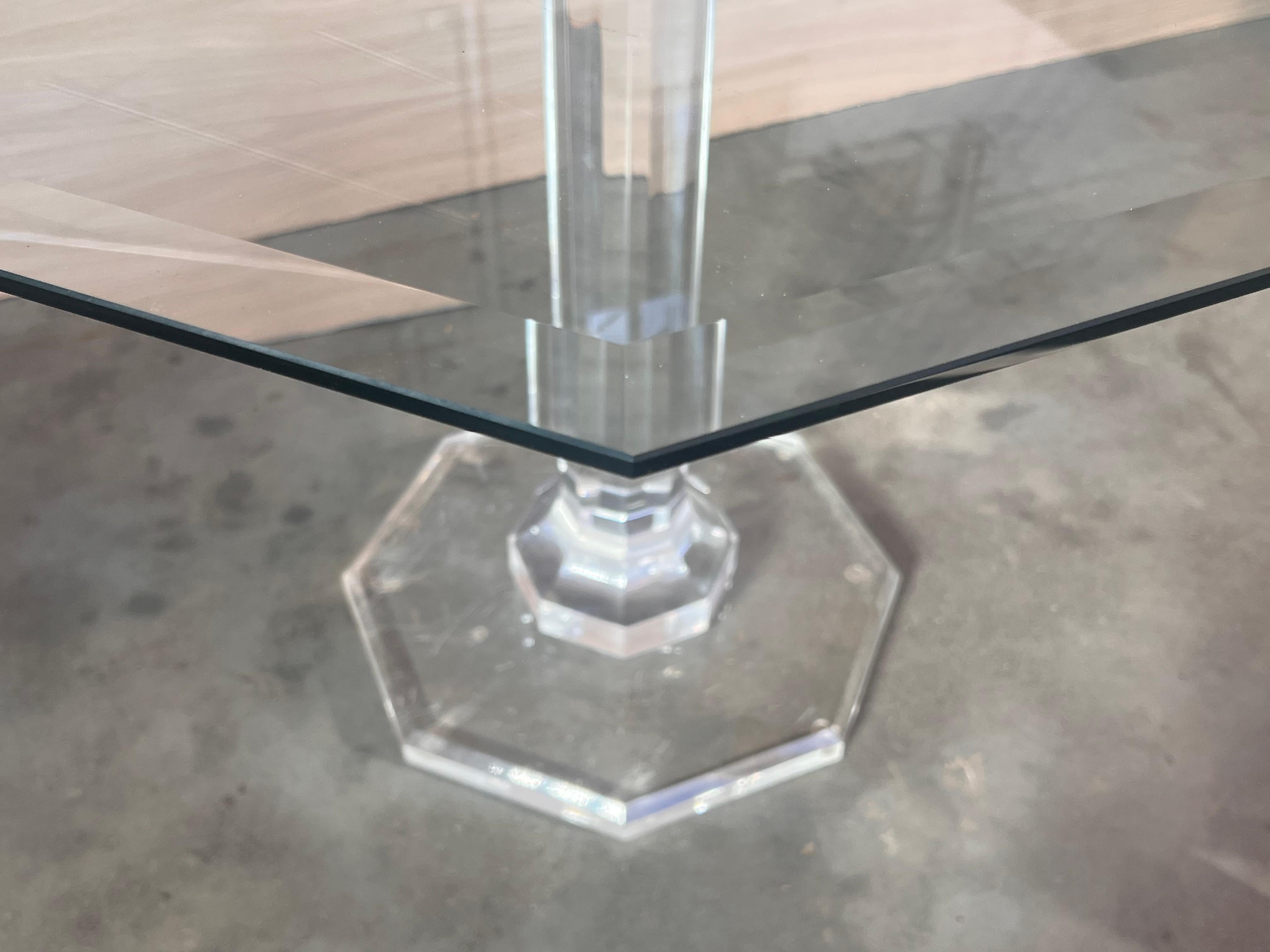 Lucite & Glass Otogonal Table in Style of Charles Hollis Jones, 1970s For Sale 6