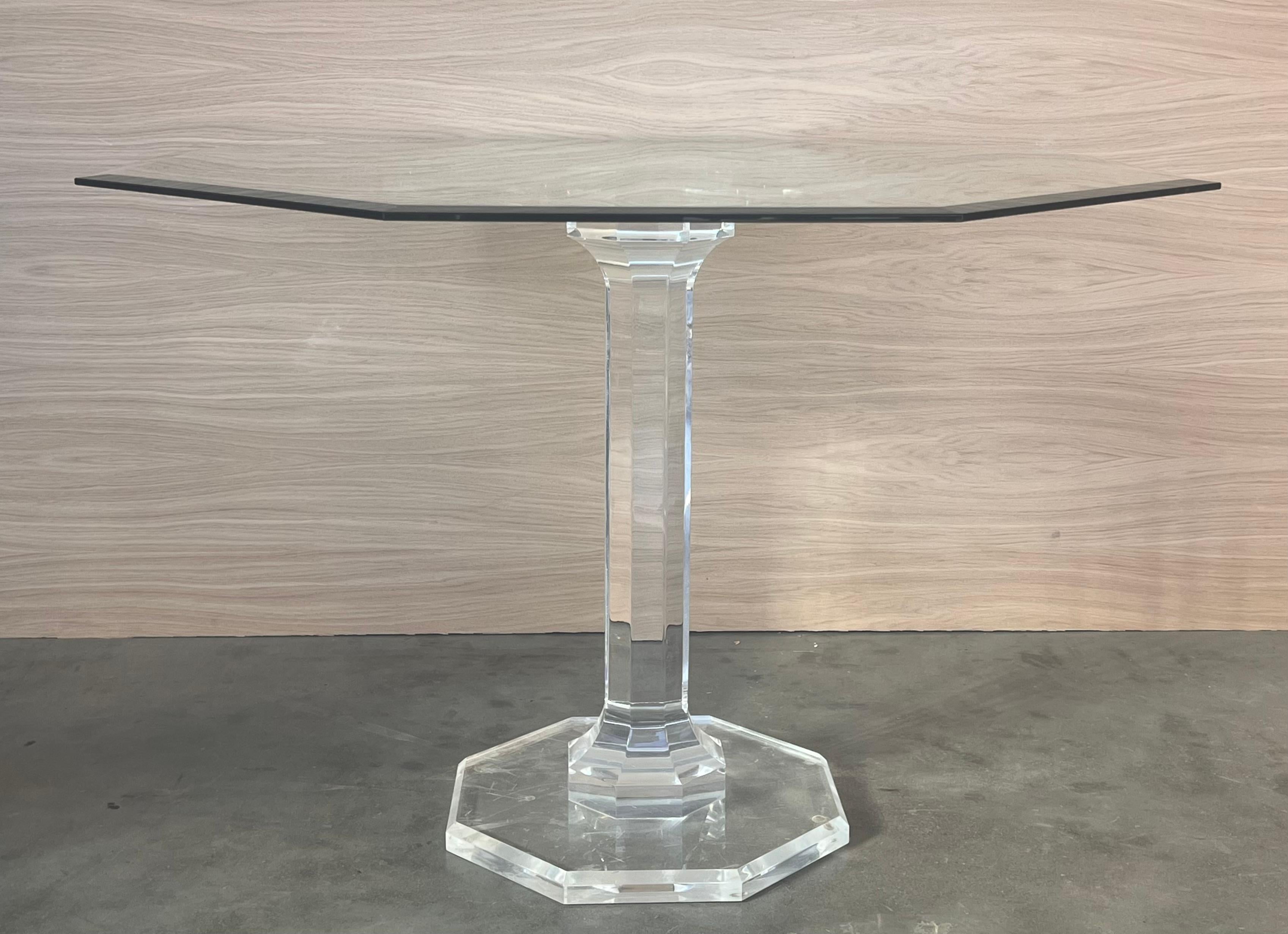 Mid-Century Modern Lucite & Glass Otogonal Table in Style of Charles Hollis Jones, 1970s For Sale