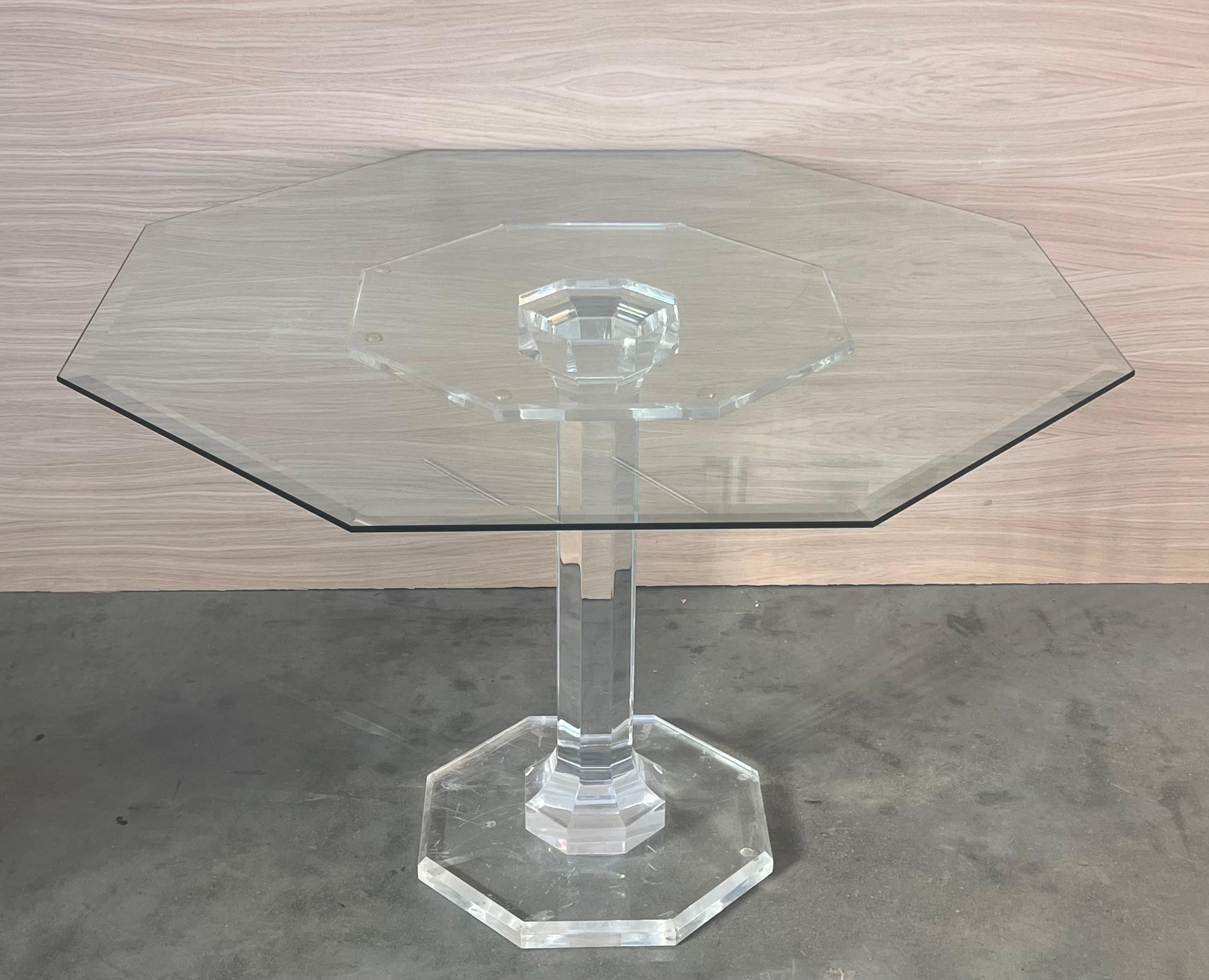 Italian Lucite & Glass Otogonal Table in Style of Charles Hollis Jones, 1970s For Sale