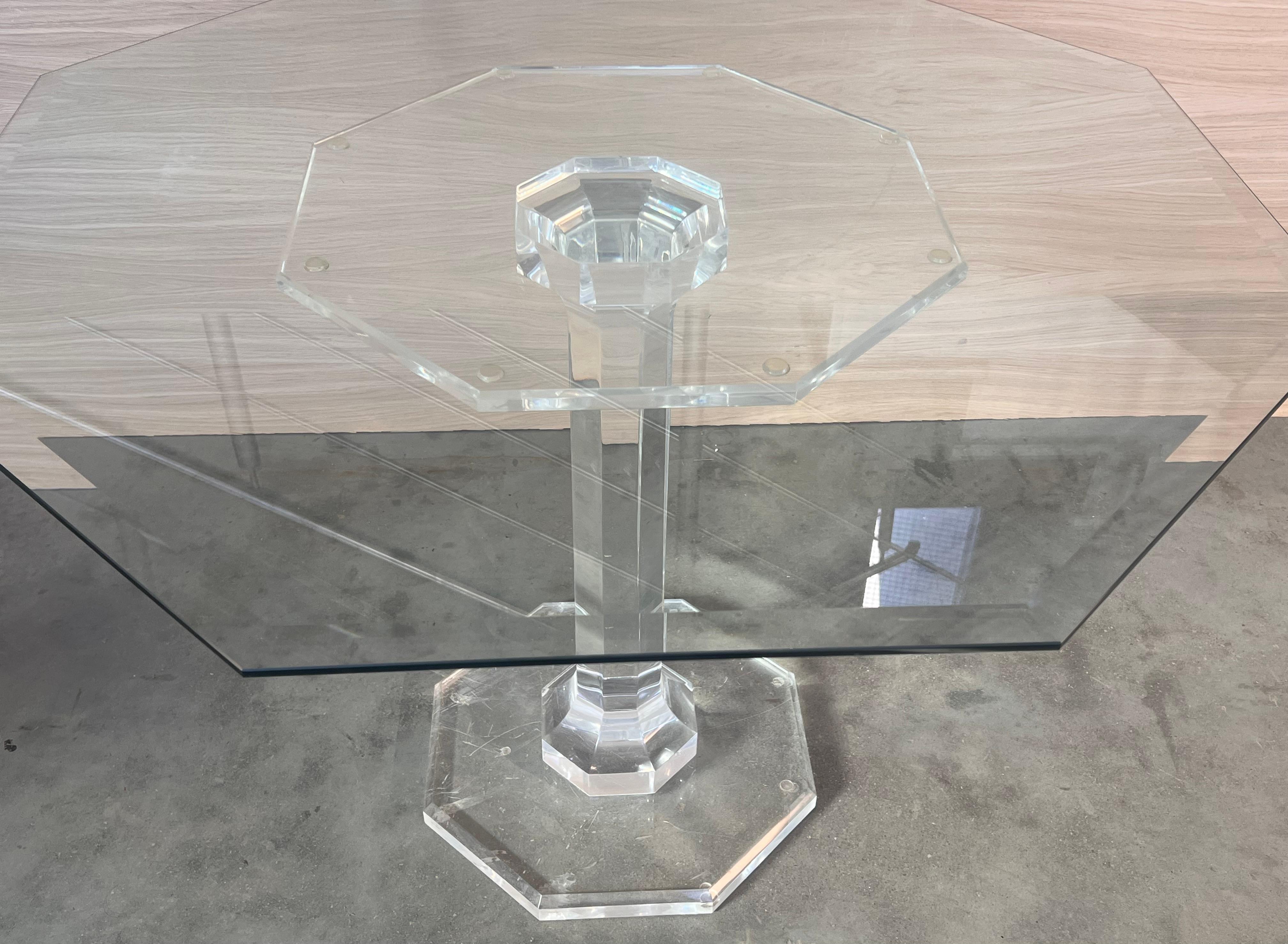 Lucite & Glass Otogonal Table in Style of Charles Hollis Jones, 1970s For Sale 2