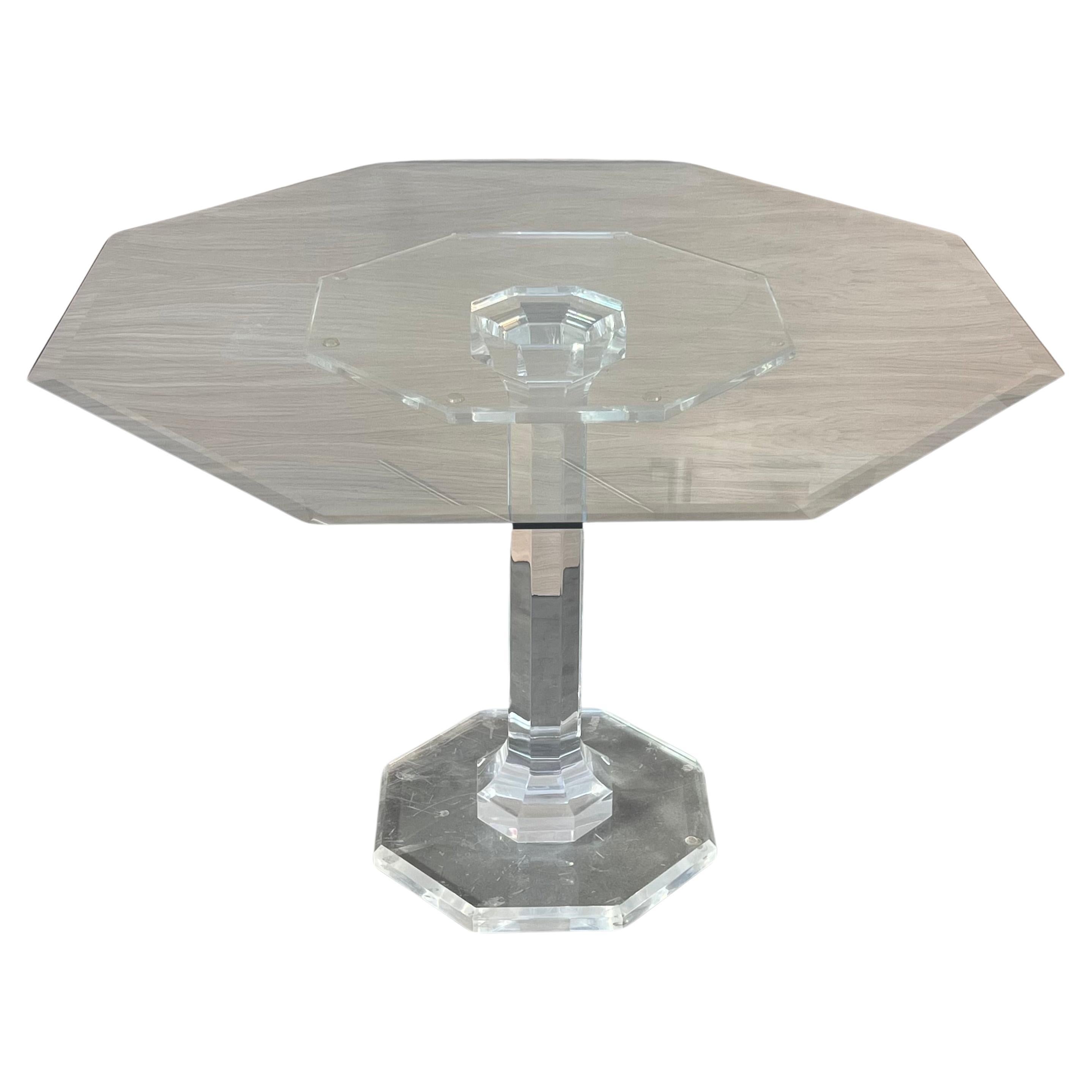 Lucite & Glass Otogonal Table in Style of Charles Hollis Jones, 1970s For Sale