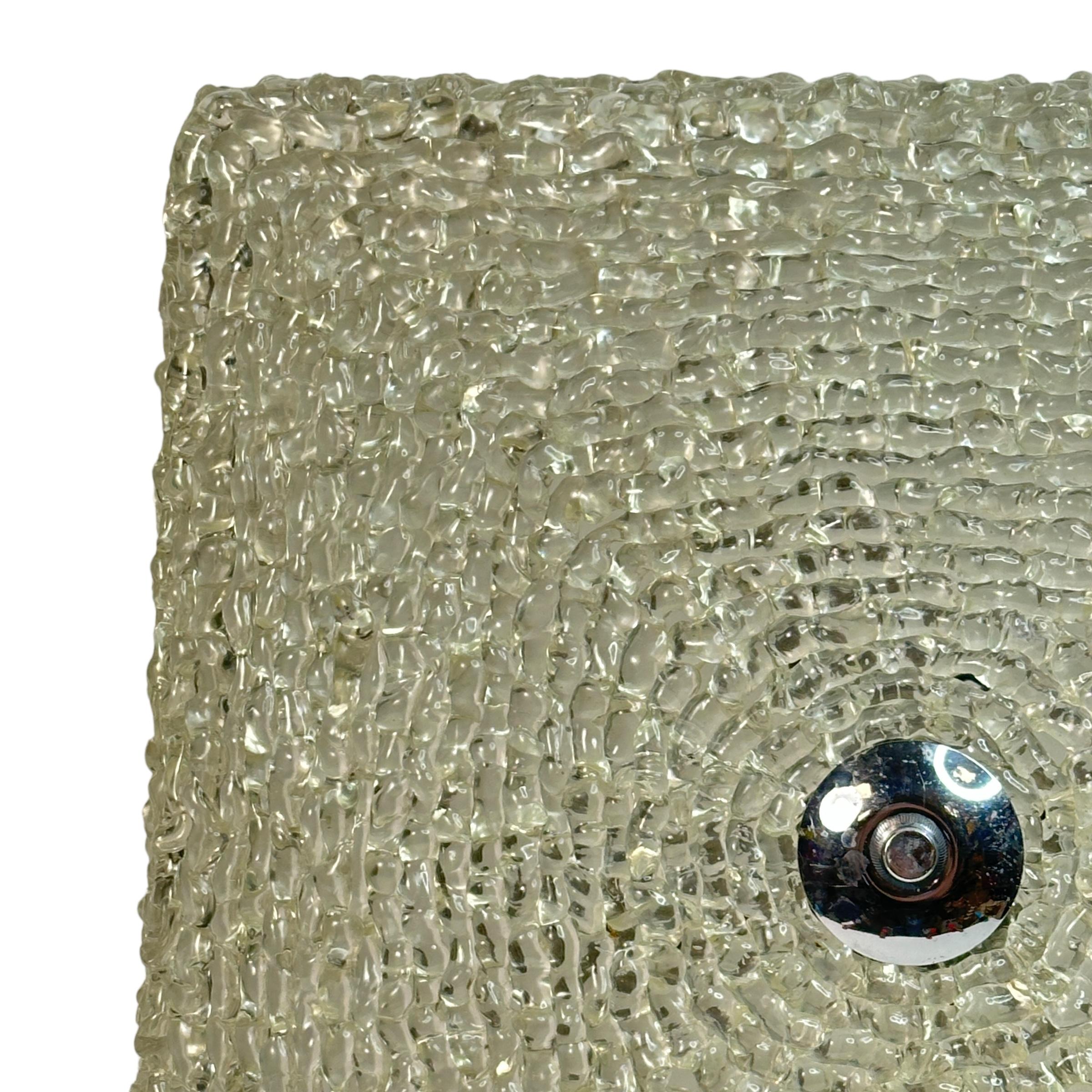 Metà XX secolo Lampadario quadrato a incasso in vetro lucite di Austroluxe, Austria, anni '60 in vendita