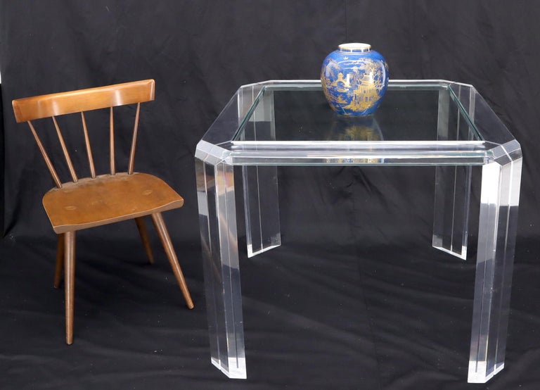 Lucite and Glass Top Square Dining Game Table MidCentury Modern at 1stDibs