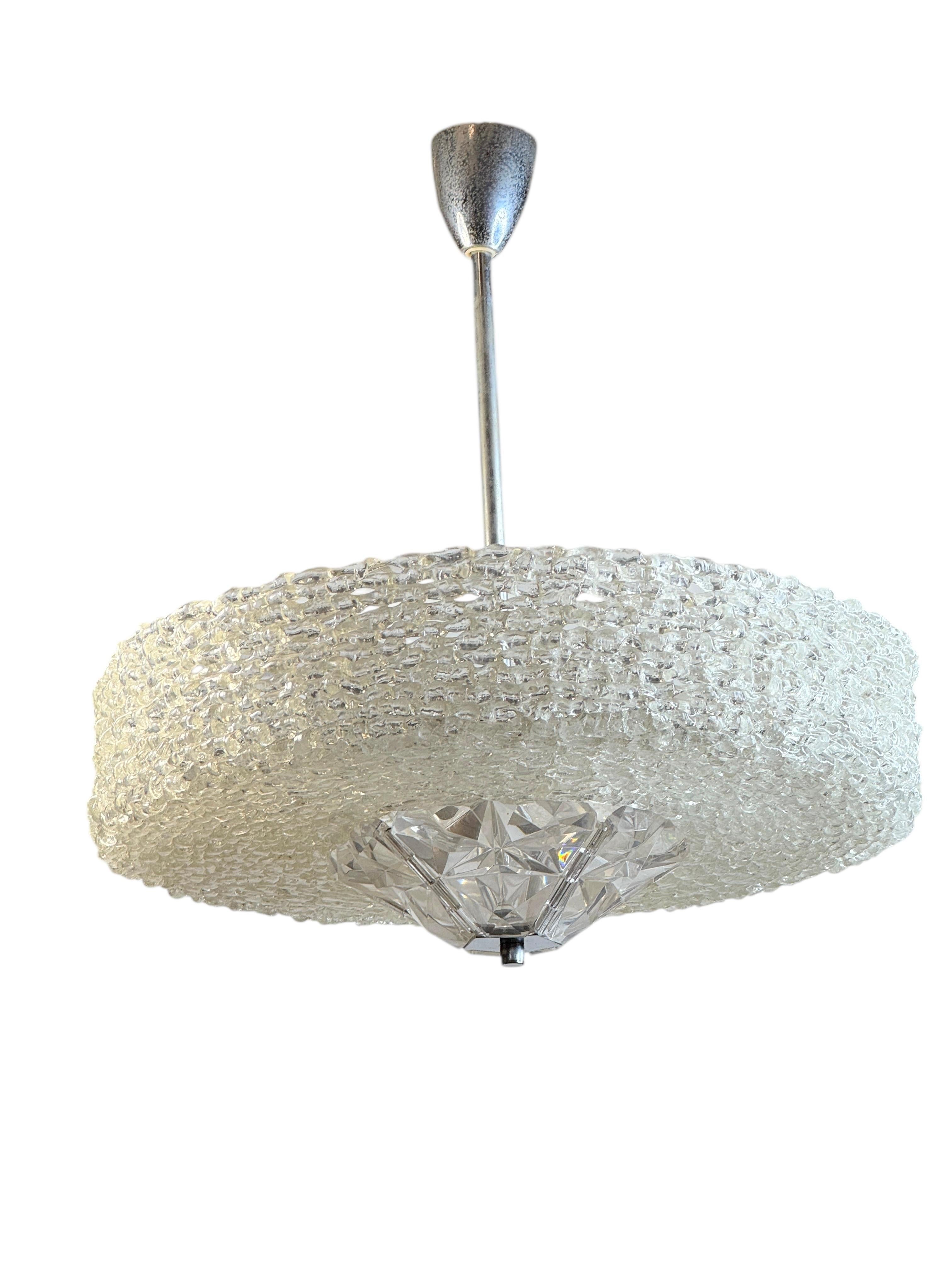 Industrial Lucite Glass UFO Chandelier by Austrolux, Austria, 1960s For Sale