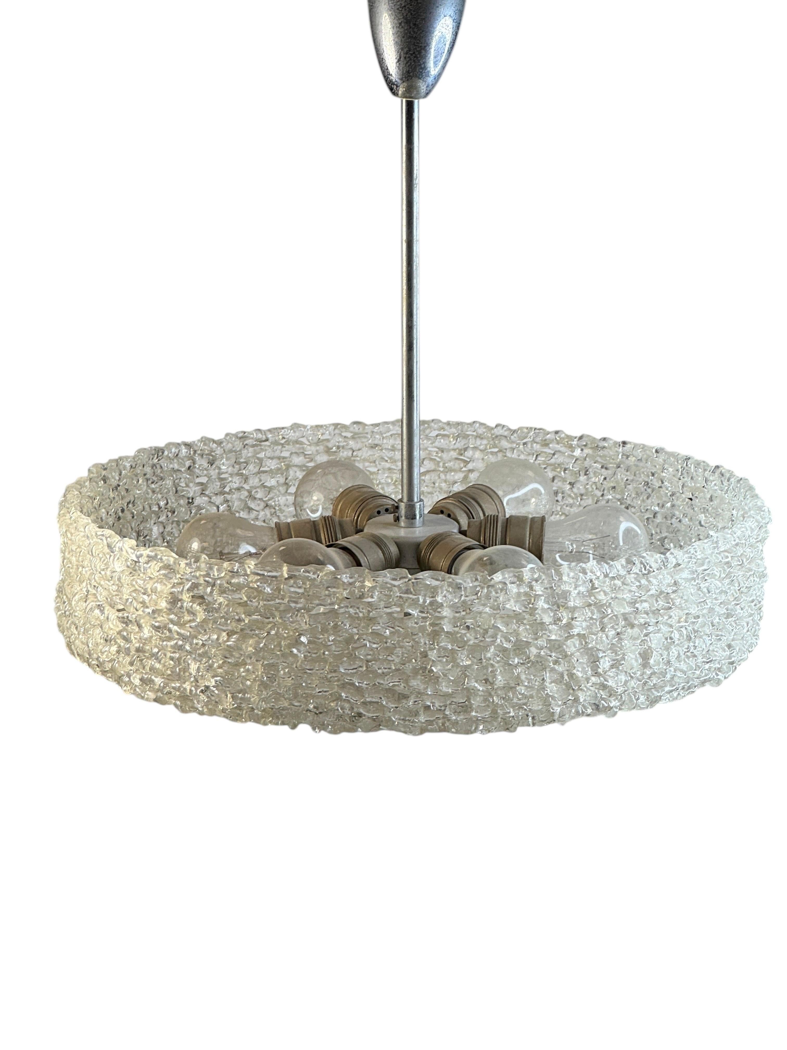 Metal Lucite Glass UFO Chandelier by Austrolux, Austria, 1960s For Sale