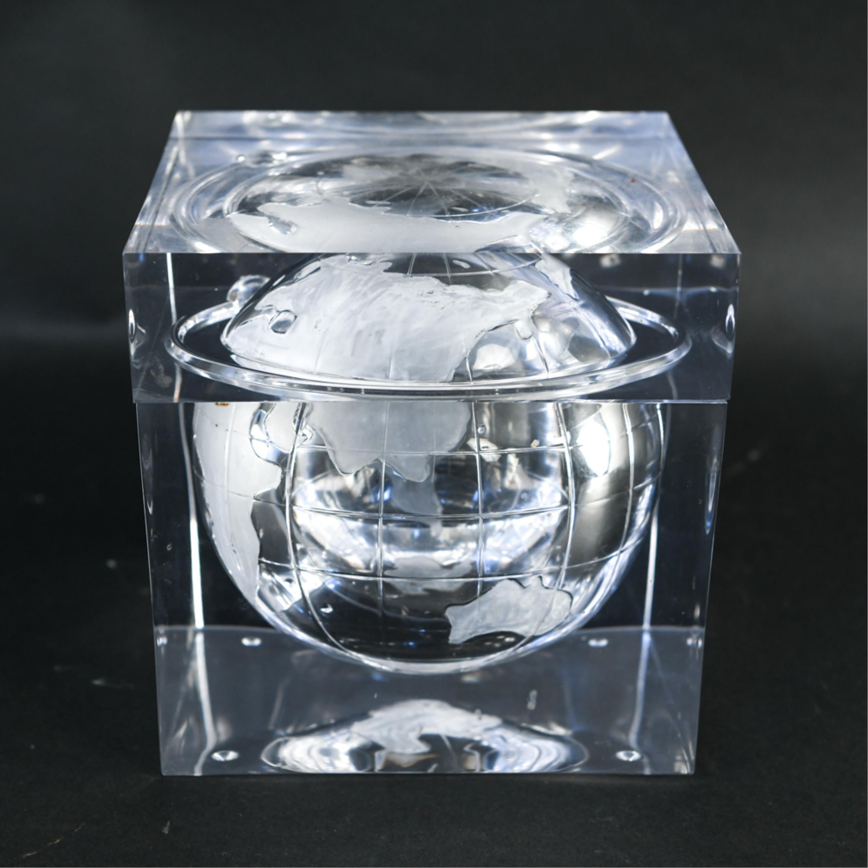 Mid-Century Modern Lucite Globe Ice Bucket