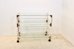 Barcart francese in lucite e oro, anni '70