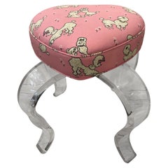 Lucite Heart Shaped Swivel Vanity Stool