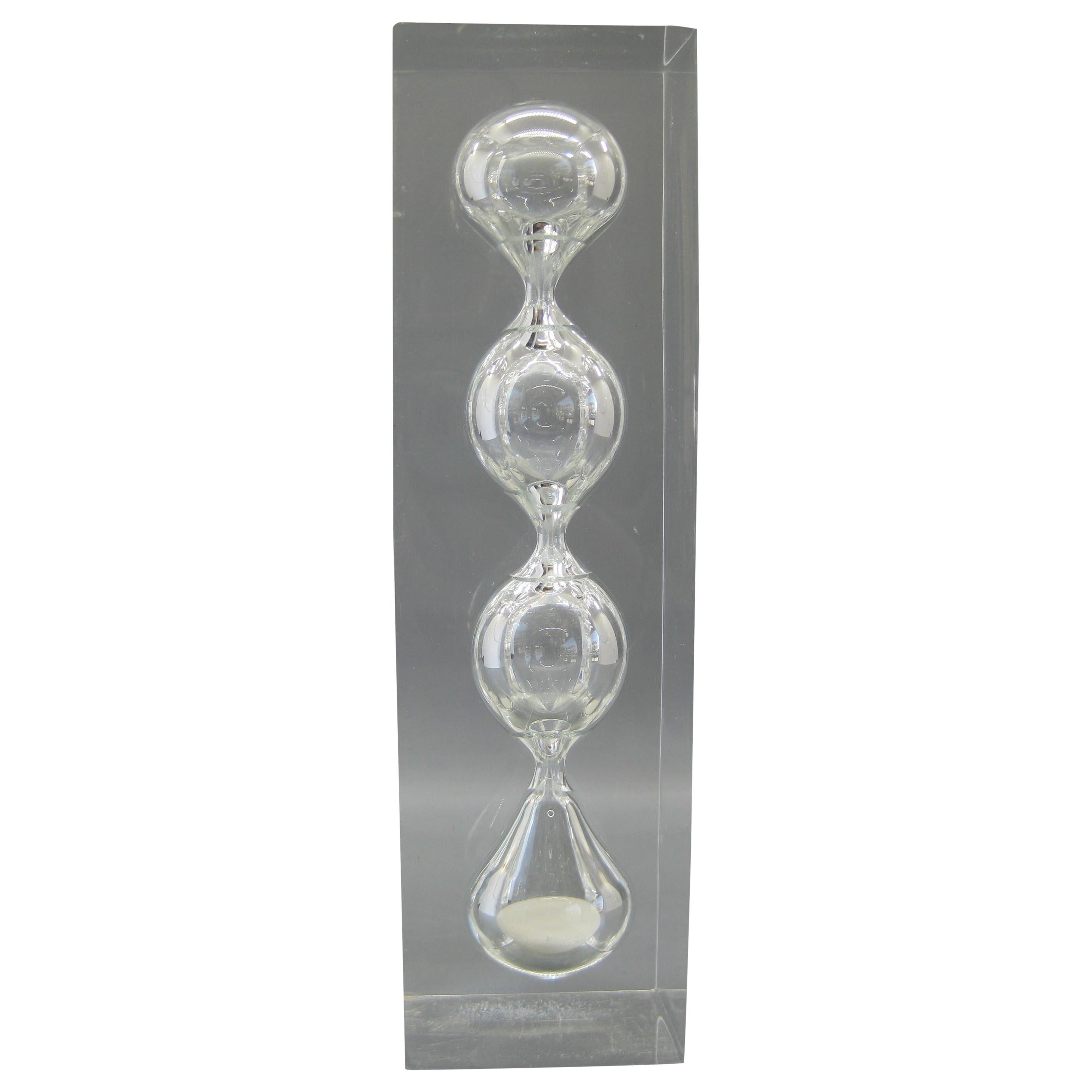 Lucite Hourglass Sand Timer Sculpture in the Manner of Charles Hollis Jones For Sale