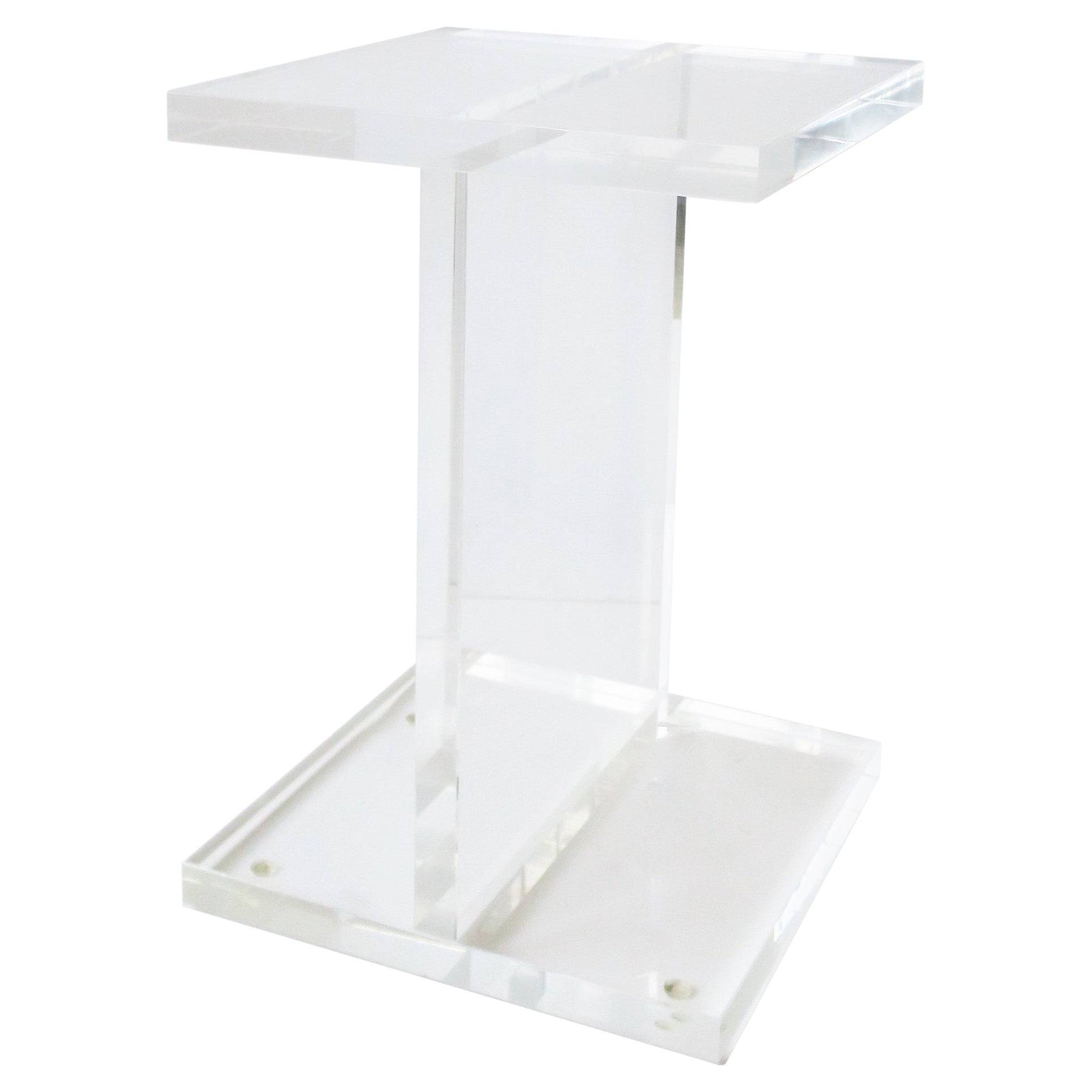 Lucite I-Beam Pedestal Side or Drinks Table