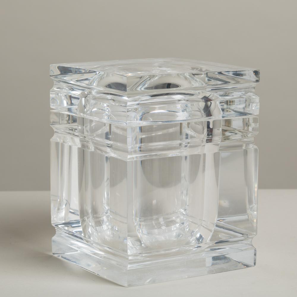 Late 20th Century Lucite Ice Bucket with Incised Detail, 1970s For Sale