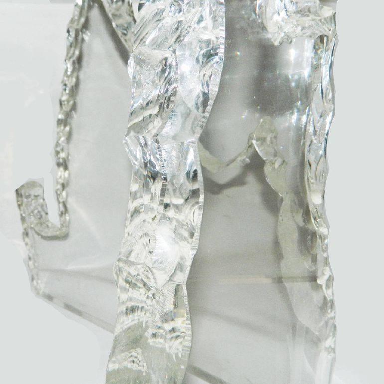Schreibtisch „Iceberg“ aus Lucite im Frost-Stil mit Löwe (Moderne der Mitte des Jahrhunderts) im Angebot
