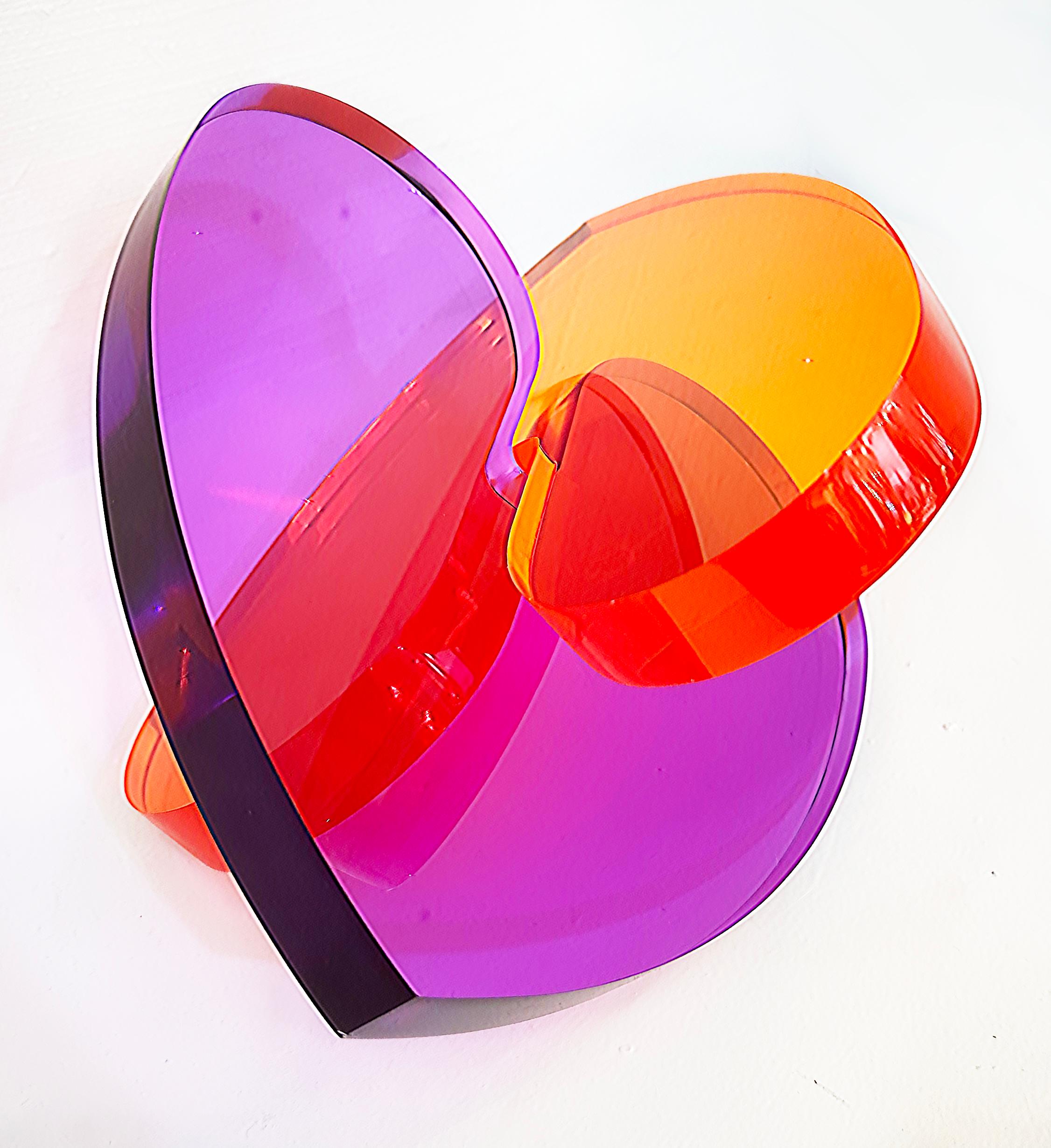American Lucite Interlocking Hearts  Sculpture by Michael Gitter Available in Many Colors