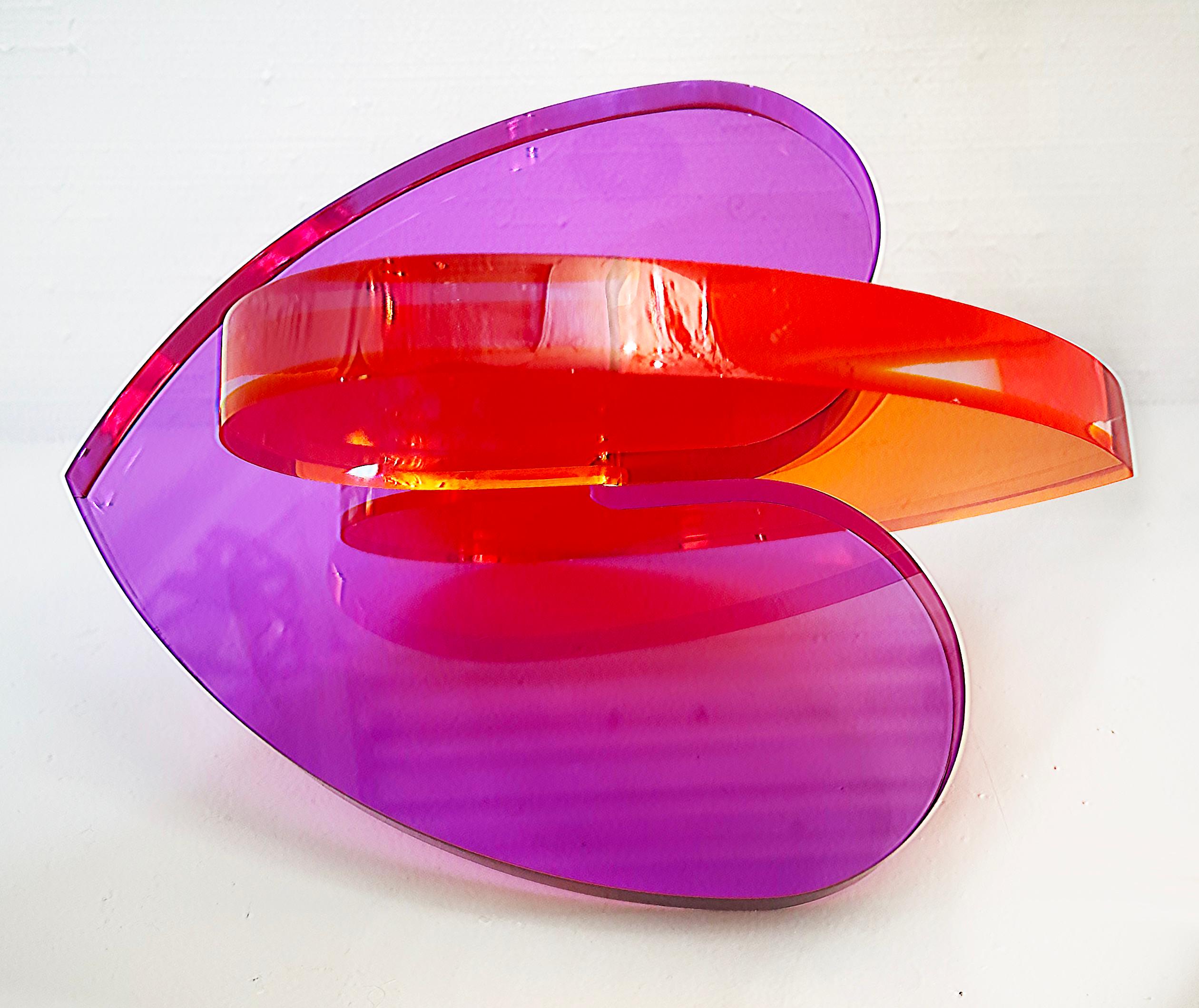 Lucite Interlocking Hearts  Sculpture by Michael Gitter Available in Many Colors In New Condition In Miami, FL