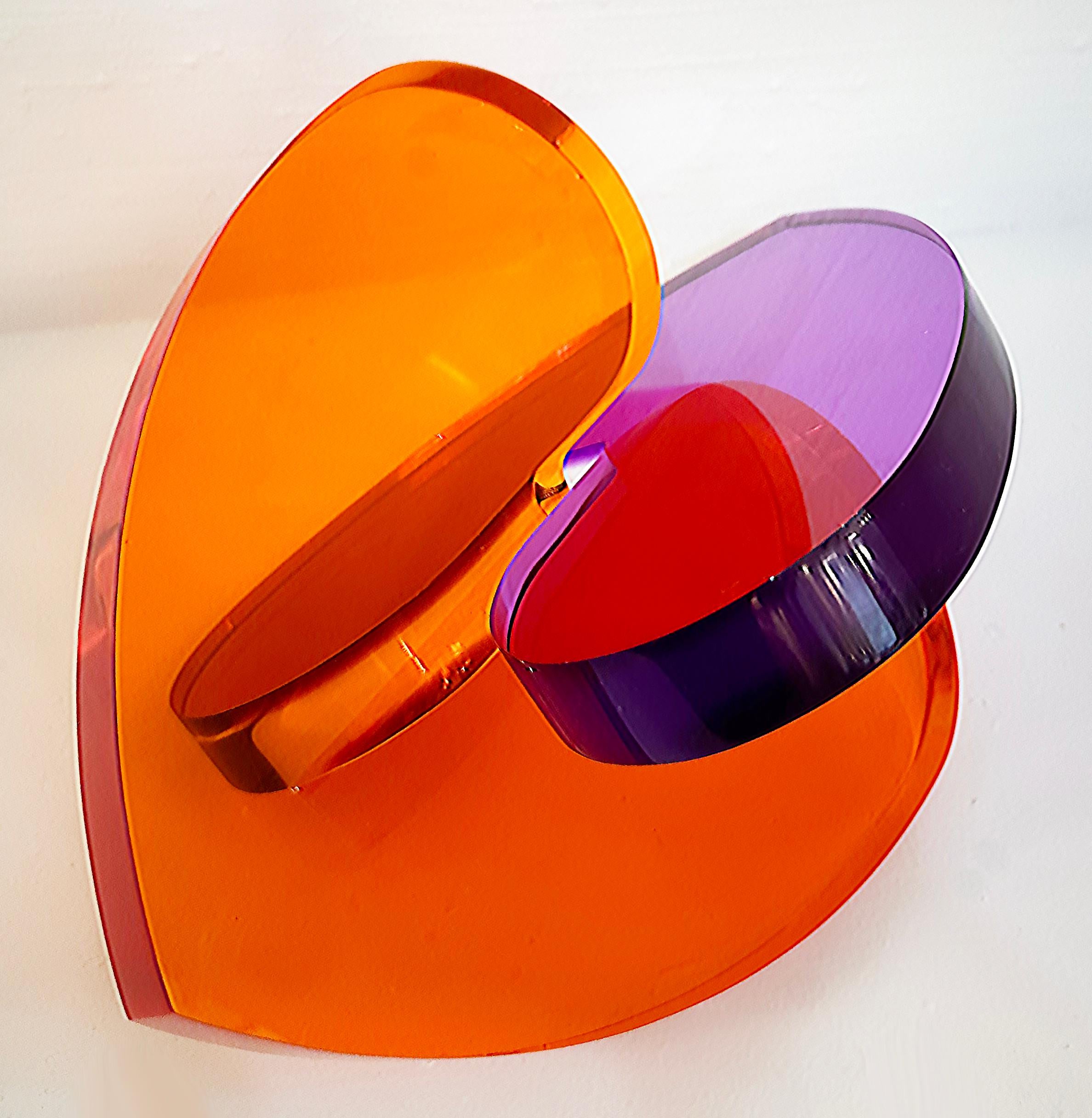 Lucite Interlocking Hearts  Sculpture by Michael Gitter Available in Many Colors 1
