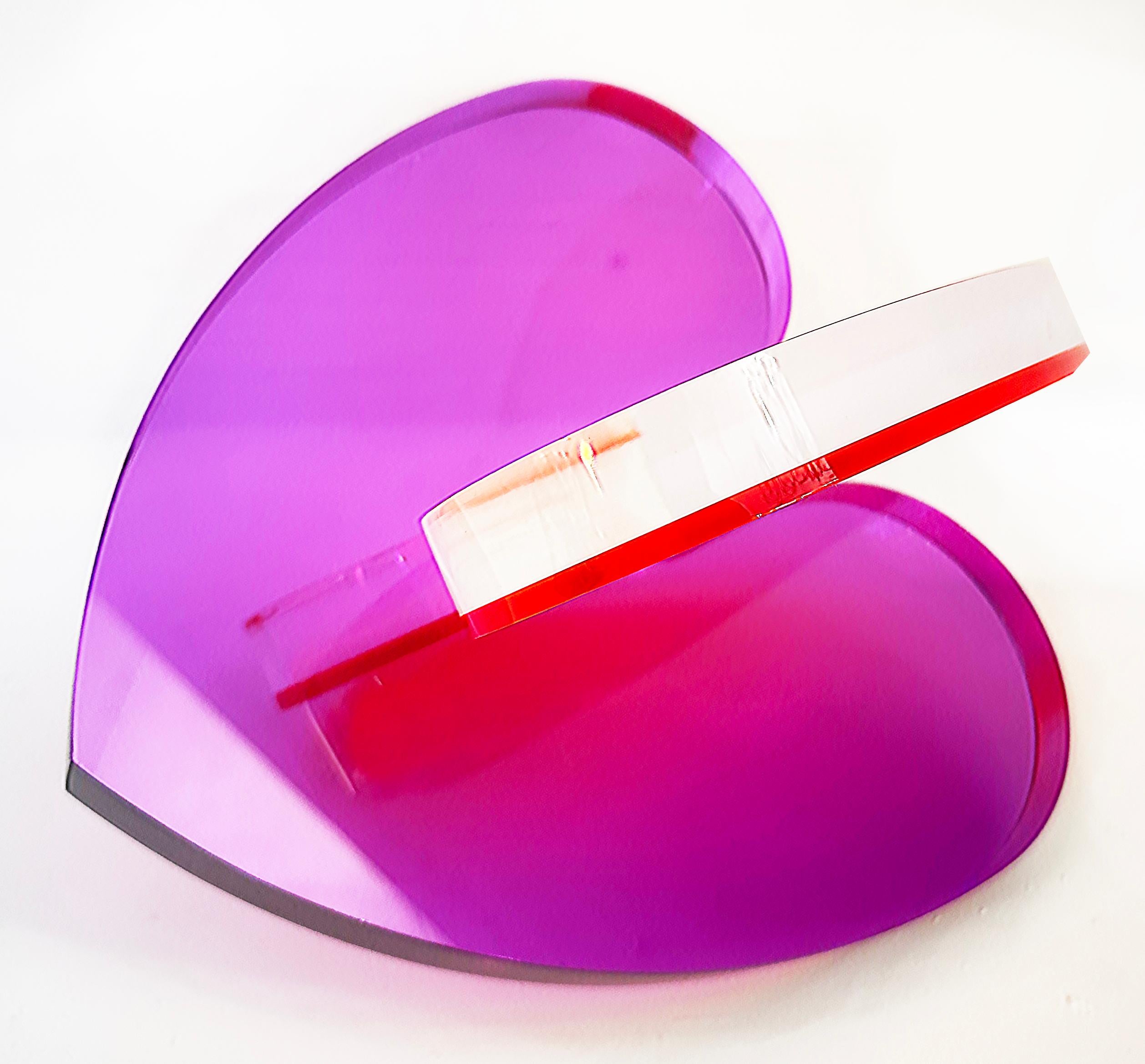 Lucite Interlocking Hearts  Sculpture by Michael Gitter Available in Many Colors 2