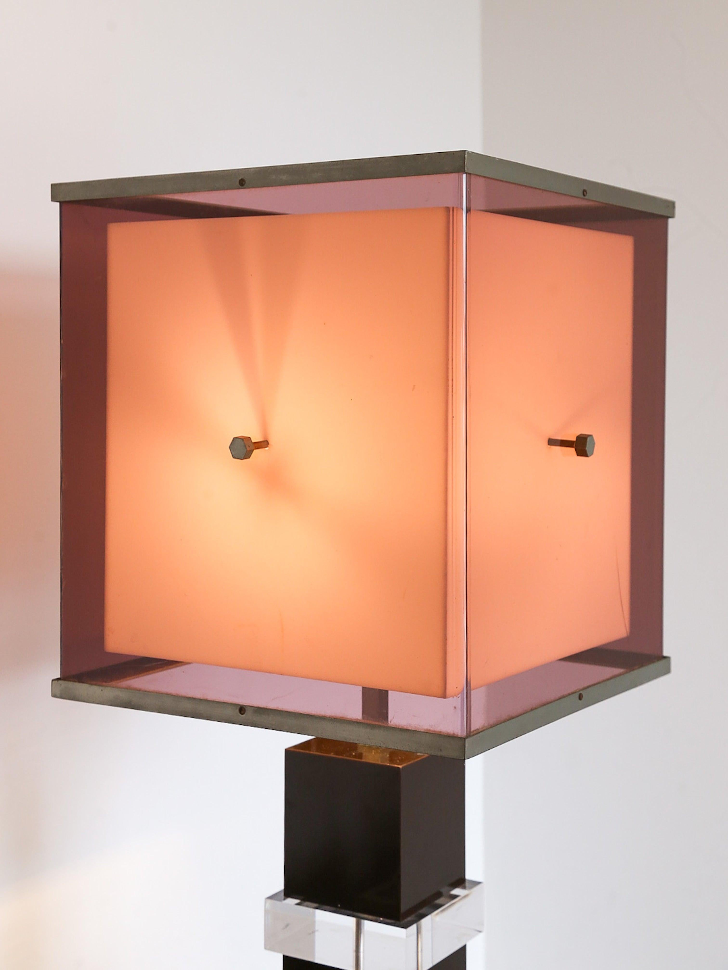 Mid-Century Modern Lucite Italian Table Lamp by Romeo Rega, 1965 For Sale
