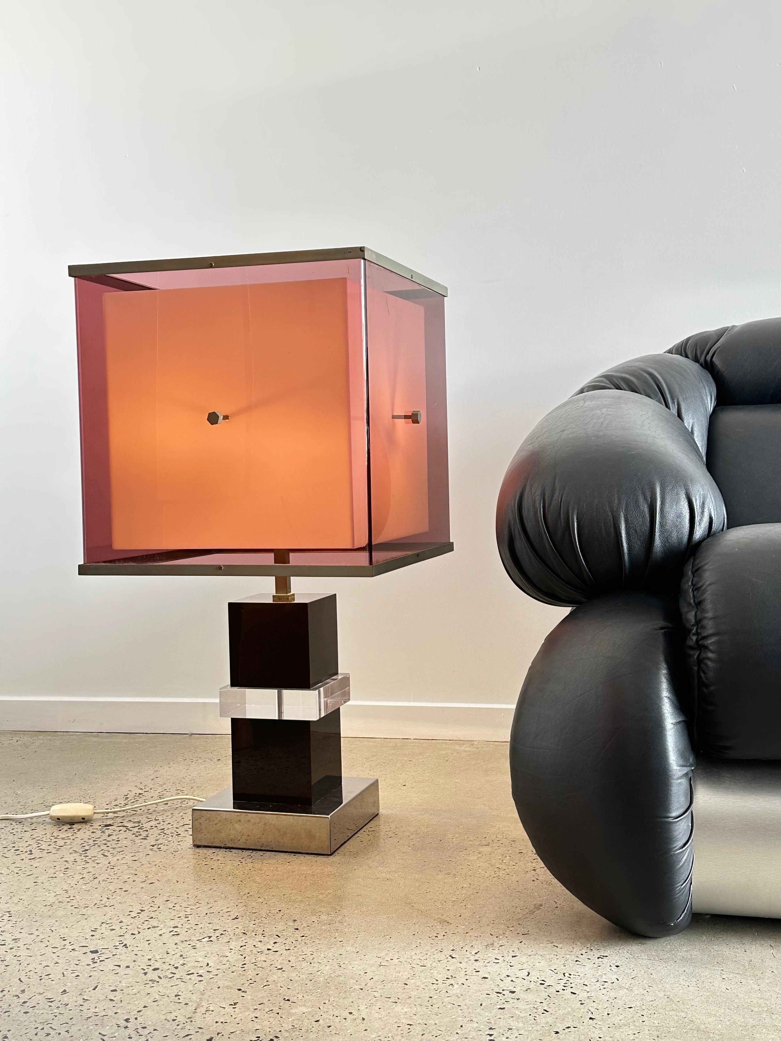 Mid-20th Century Lucite Italian Table Lamp by Romeo Rega, 1965 For Sale