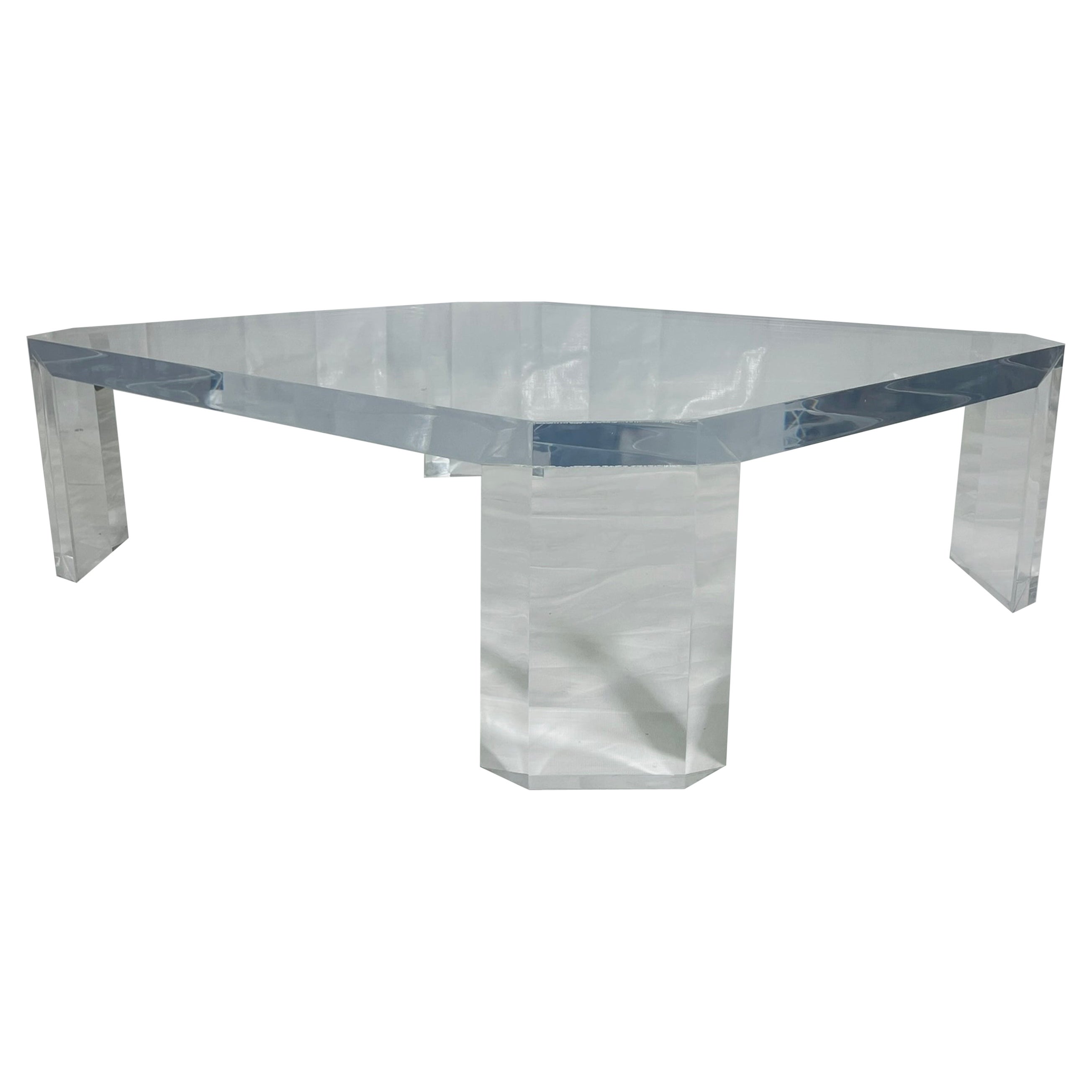 Table basse en lucite "L'Ami" par Charles Hollis Jones, signée 1974 en vente