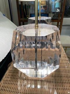 Lucite Layered Hexagonal Block Lamps, Pair by Freda Koblick