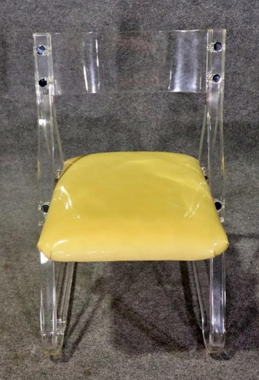 Mid-Century Modern Lucite & Leather Desk Chair For Sale