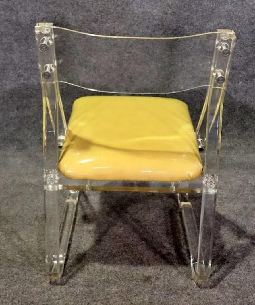 Lucite & Leather Desk Chair In Good Condition For Sale In Brooklyn, NY