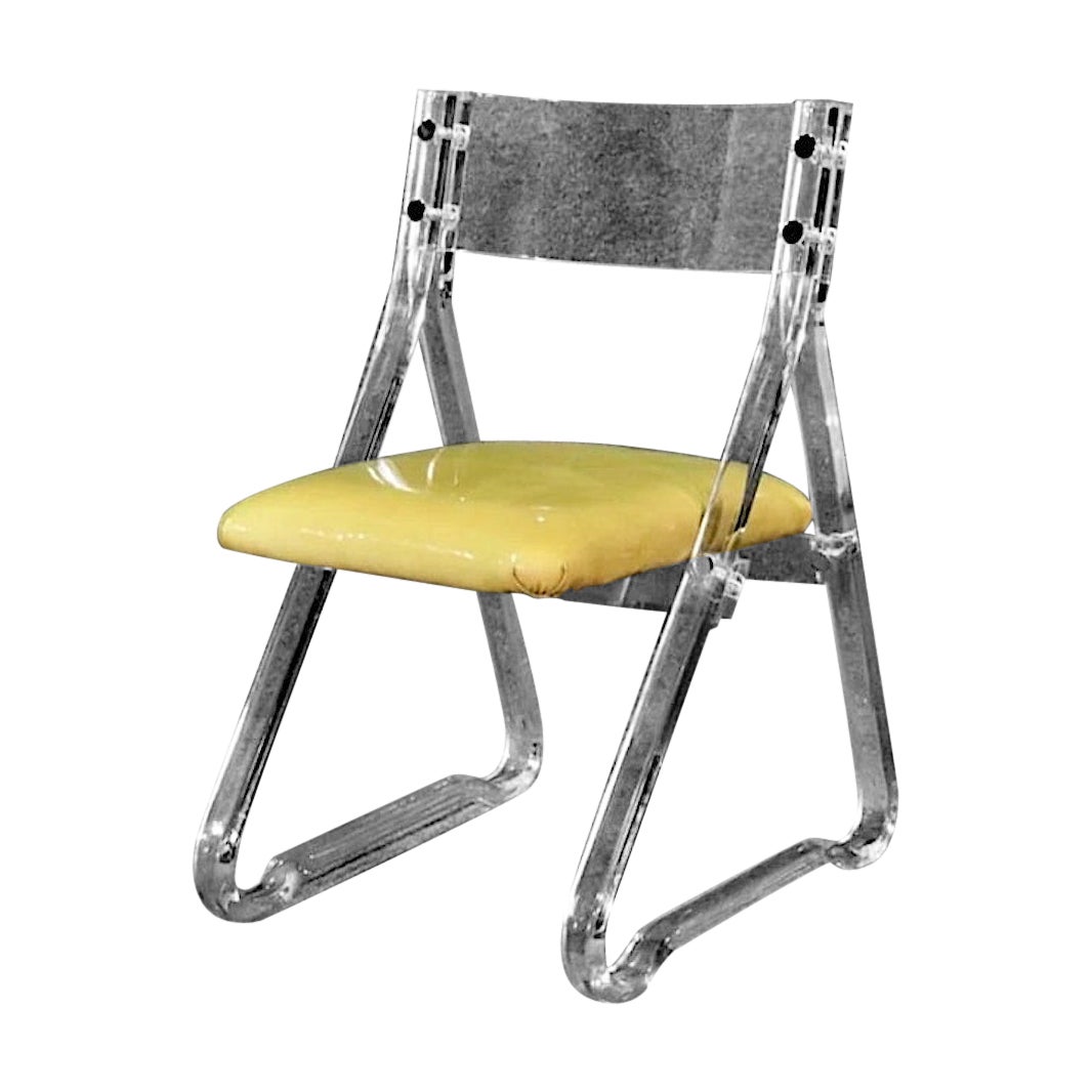 Silla de escritorio Lucite y cuero en venta