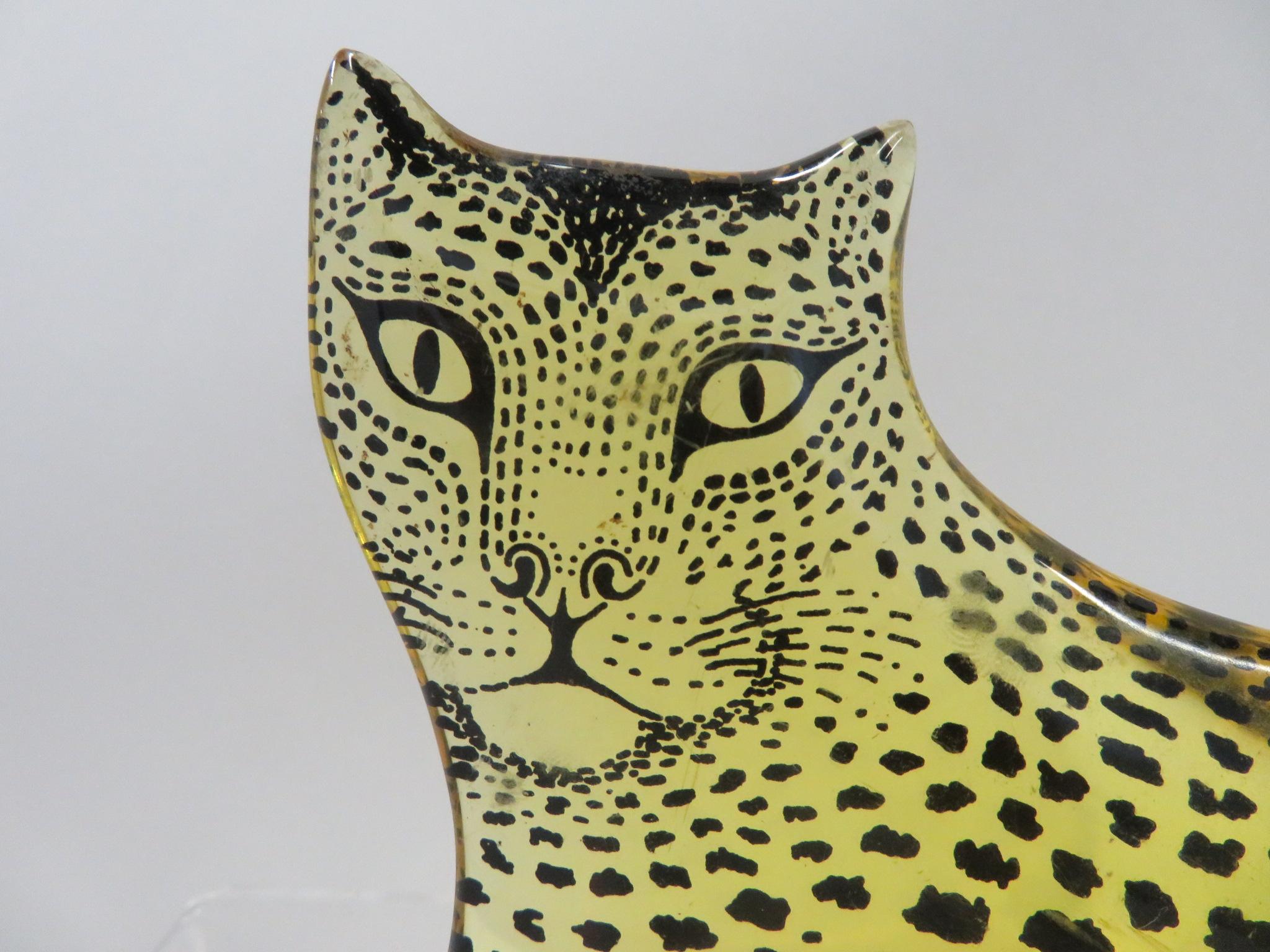 Organic Modern Lucite Leopard Sculpture by Abraham Palatnik Brazil from the Artemis Collection