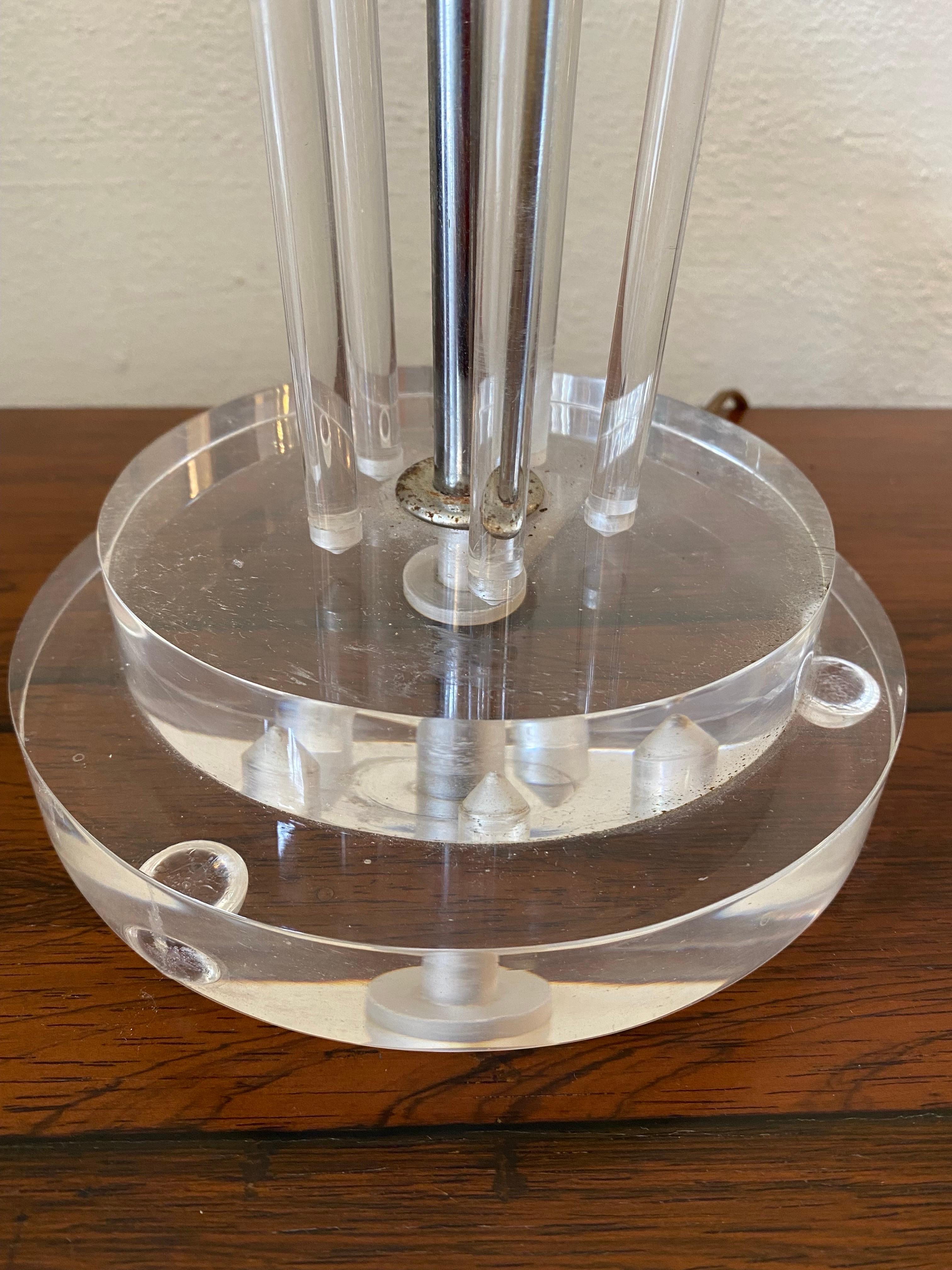 Mid-20th Century Lucite Lily and Cattails Table Lamp