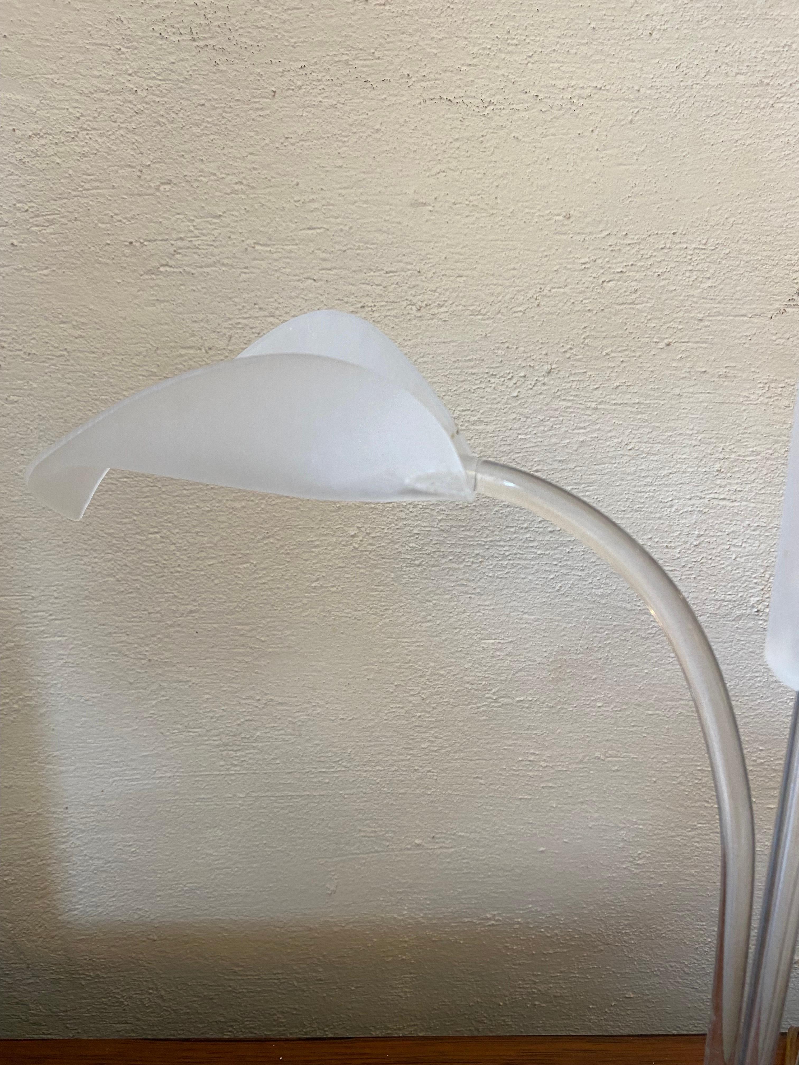 Lucite Lily and Cattails Table Lamp 1