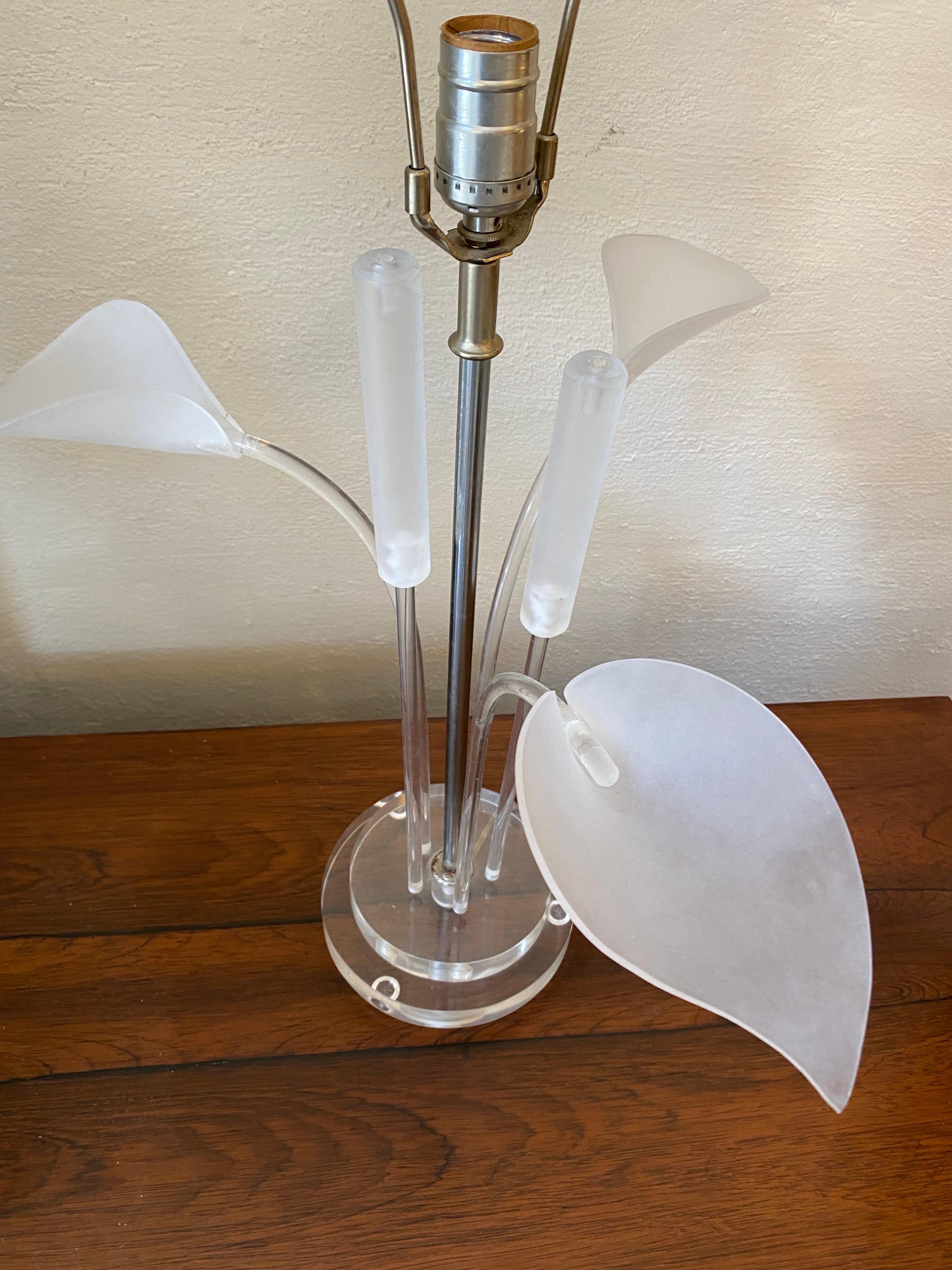 Lucite Lily and Cattails Table Lamp 2