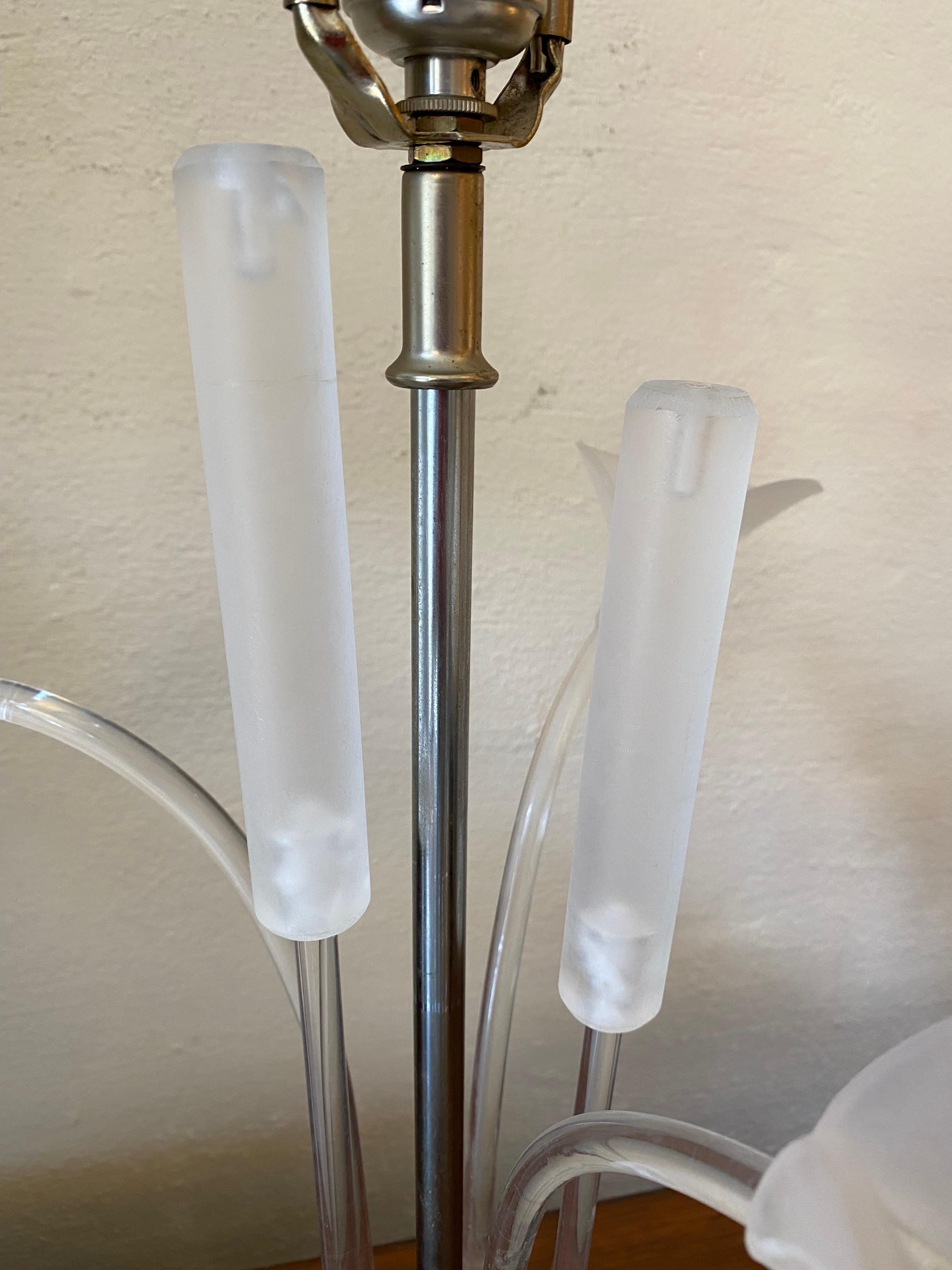 Lucite Lily and Cattails Table Lamp 3