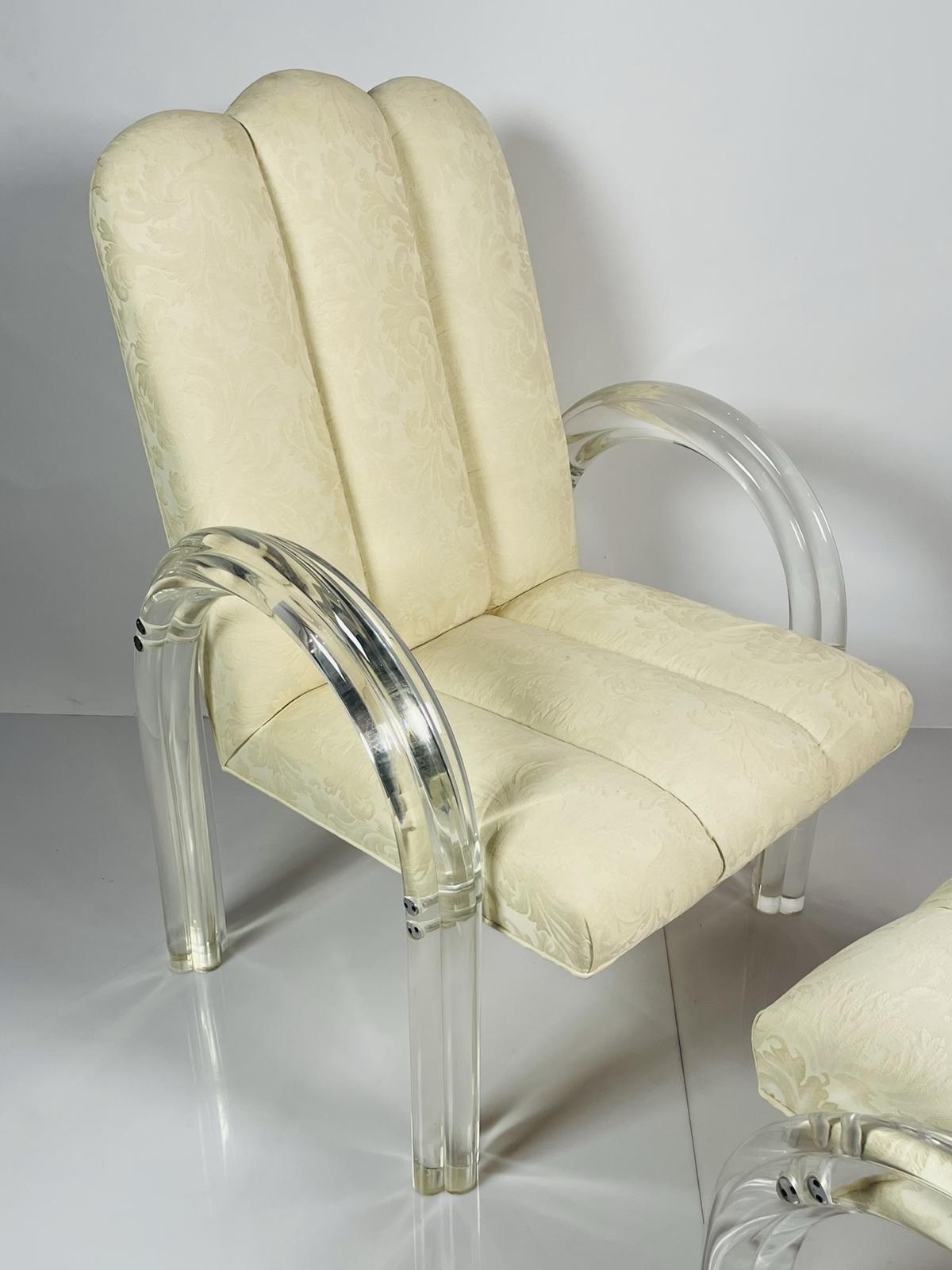 Fauteuil de salon et pouf en Lucite de Charles Hollis Jones, collection Waterfall en vente 3