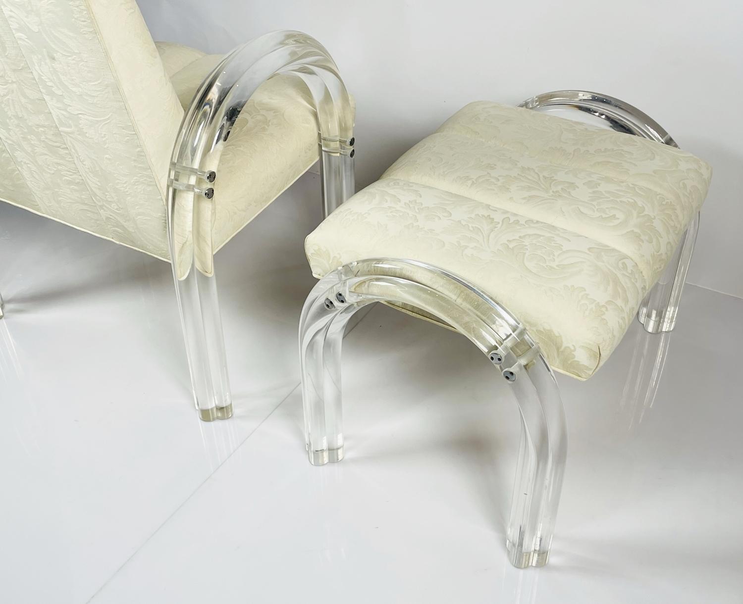 Fauteuil de salon et pouf en Lucite de Charles Hollis Jones, collection Waterfall en vente 9