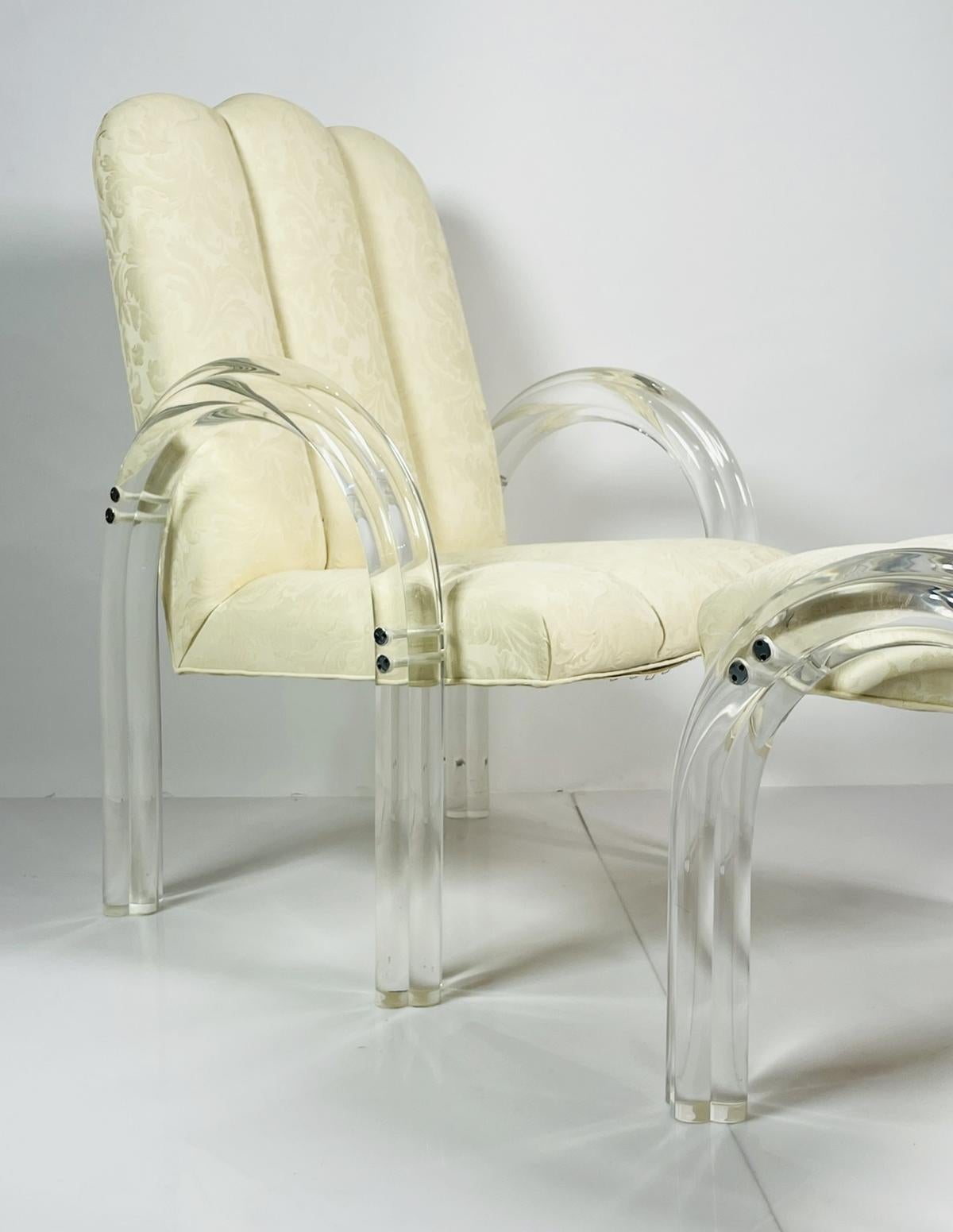 Fin du 20e siècle Fauteuil de salon et pouf en Lucite de Charles Hollis Jones, collection Waterfall en vente