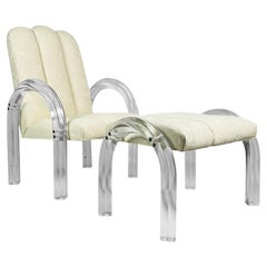Silla y otomana Lucite de Charles Hollis Jones, Colección Cascada
