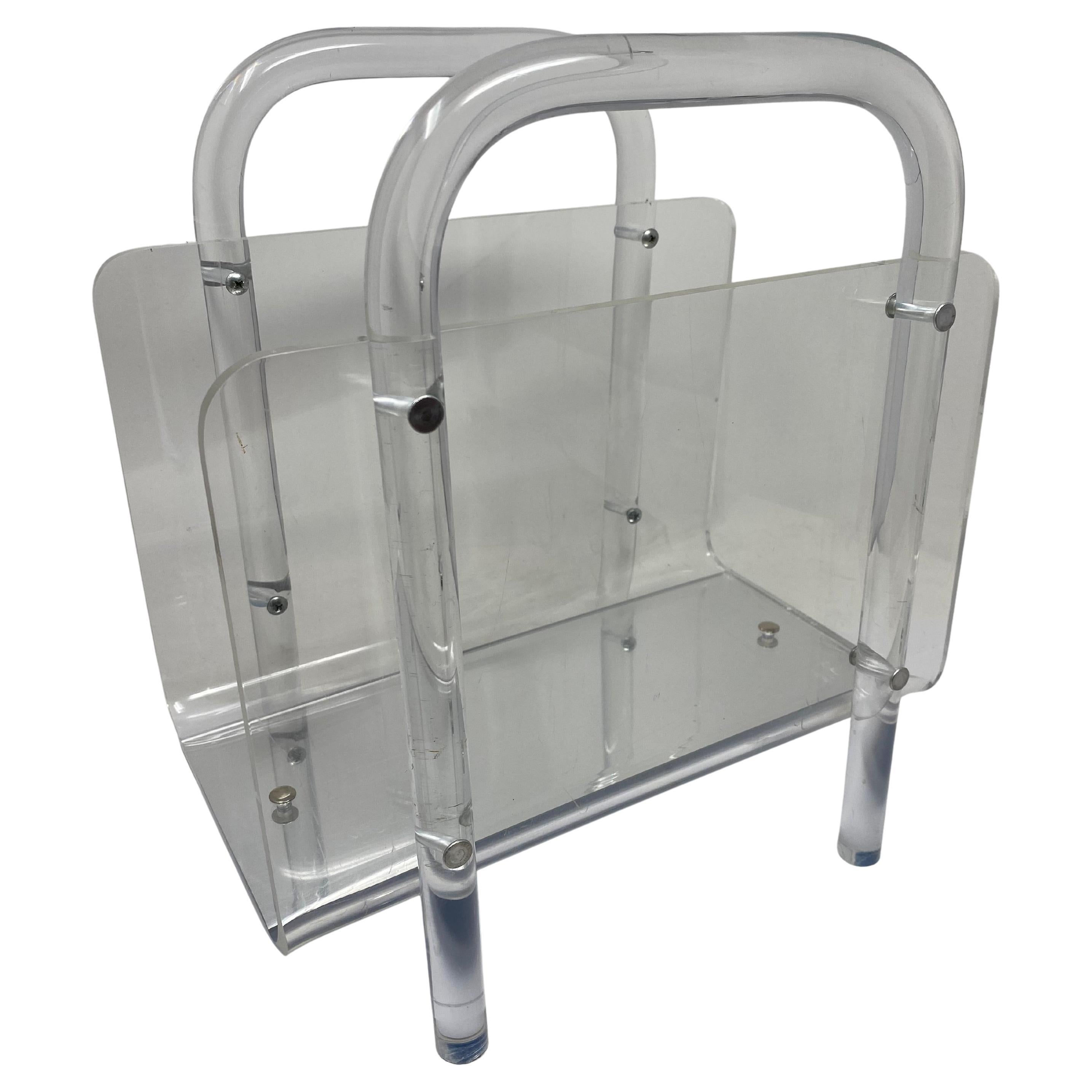 Lucite Magazine Holder in the style of Charles Hollis Jones