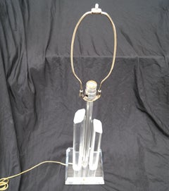 Lucite Mid-Century Modern Hollywood Regency Glacier Table Lamp